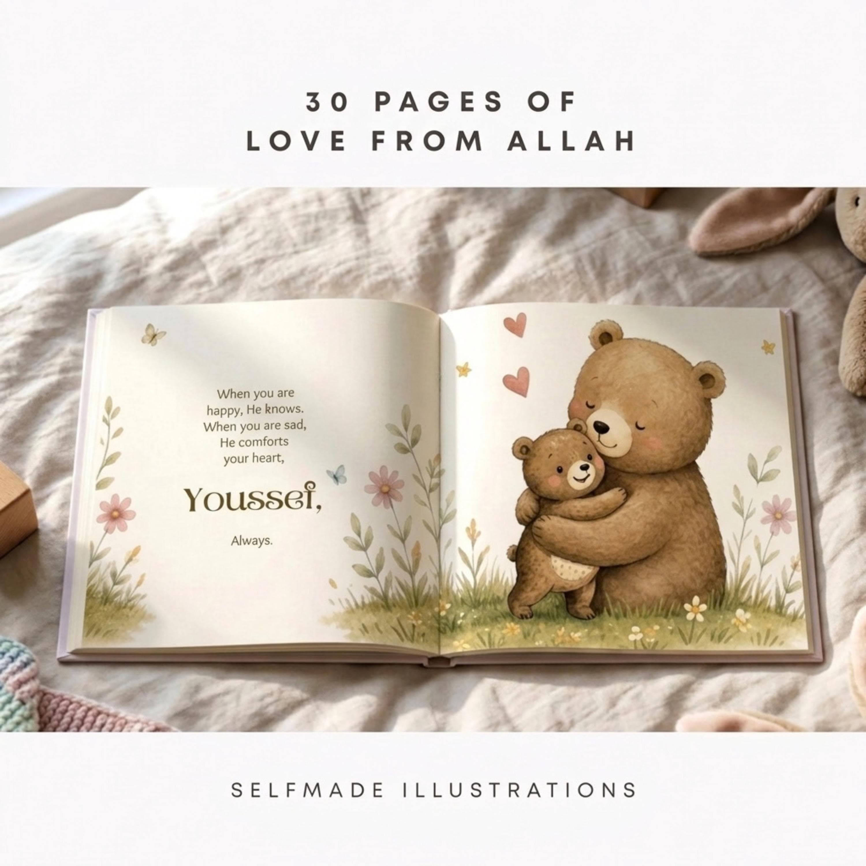Personalized Muslim Birthday Gift | Bold Name Cover Book, Allah Loves You So Much | Custom Kids Storybook - image 4