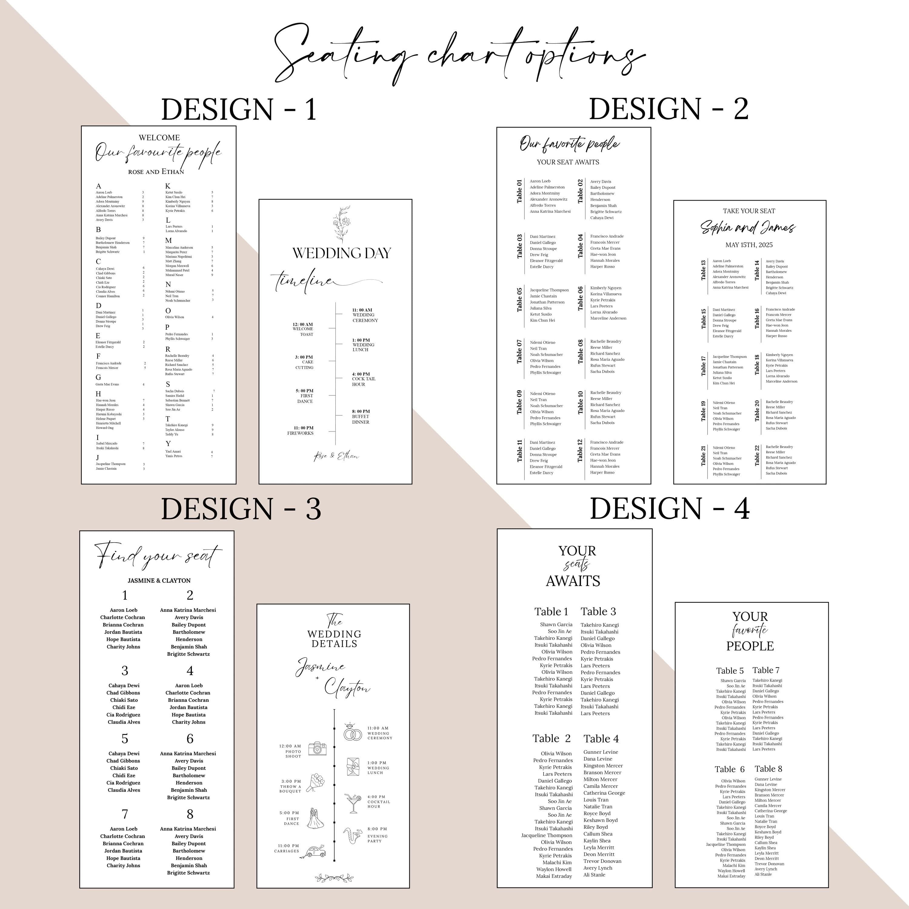 Personalized Mirror Wedding Sign Bundle – Welcome, Seating Chart, Order of Day - image 5