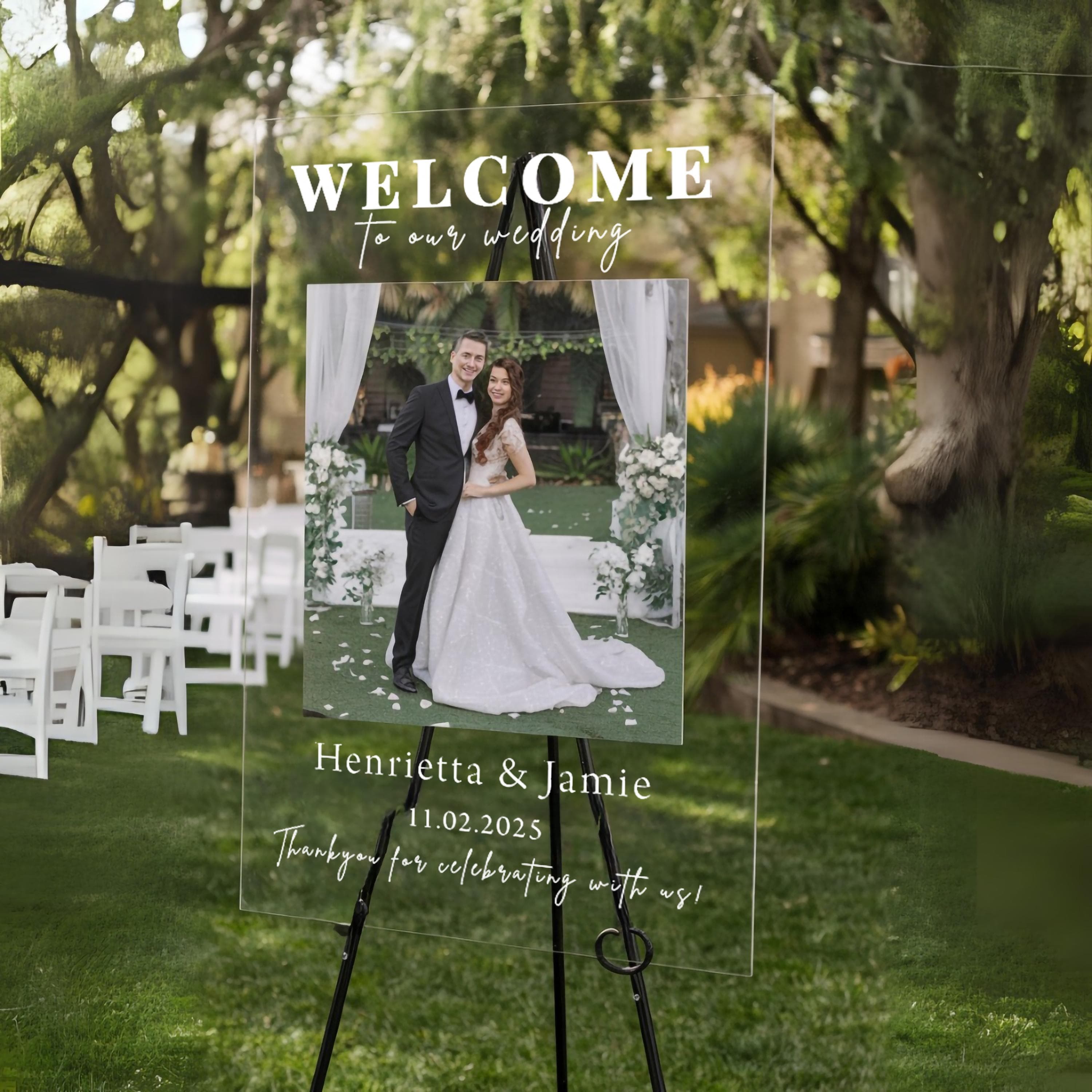 Photo Wedding Welcome Sign, Wedding Rehearsal Sign, Modern Wedding Sign, Acrylic Welcome Sign, Wedding Picture Sign, Welcome to Our Wedding
