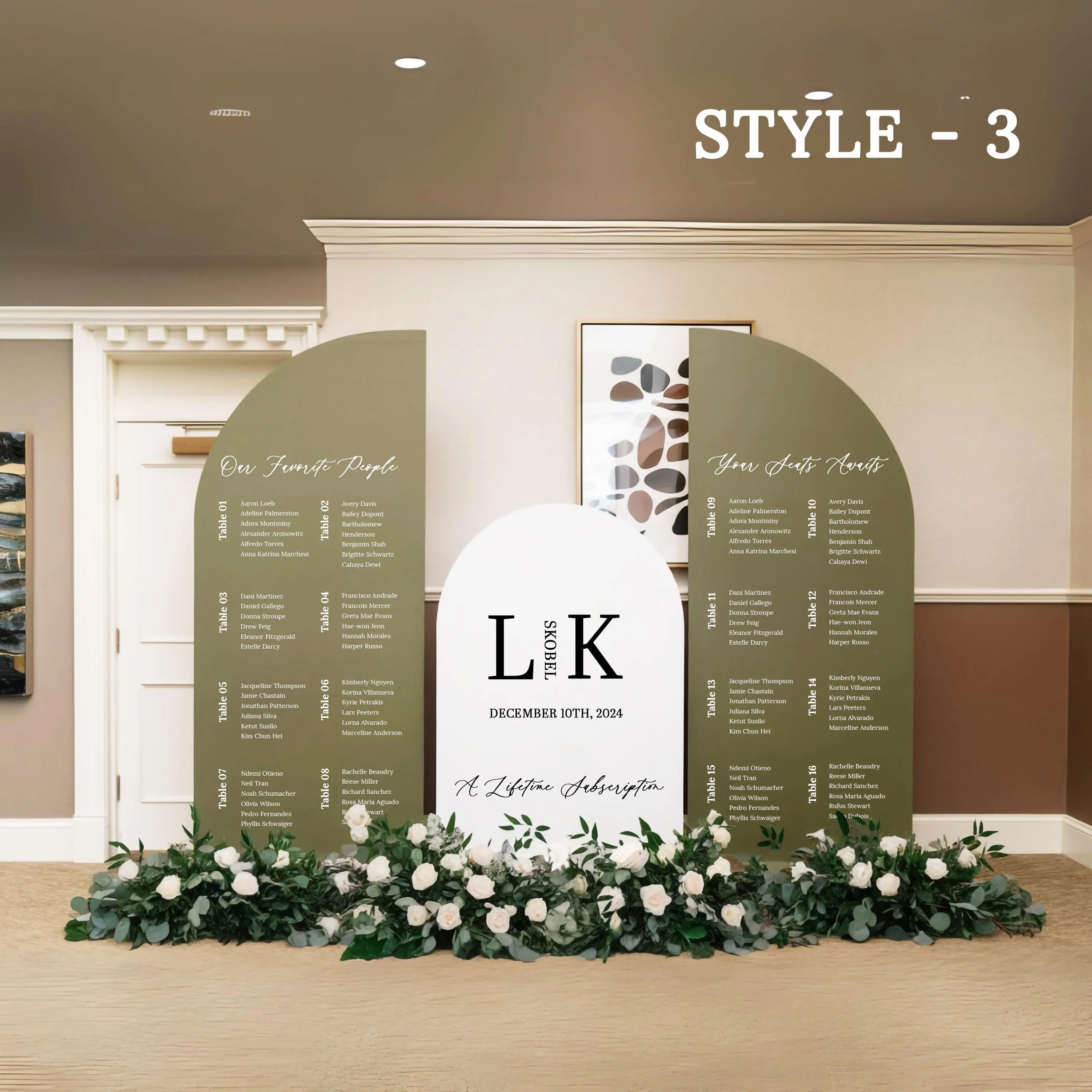 White Arch Wedding Seating Chart Sign, Elegant Custom Wedding Decor - image 4