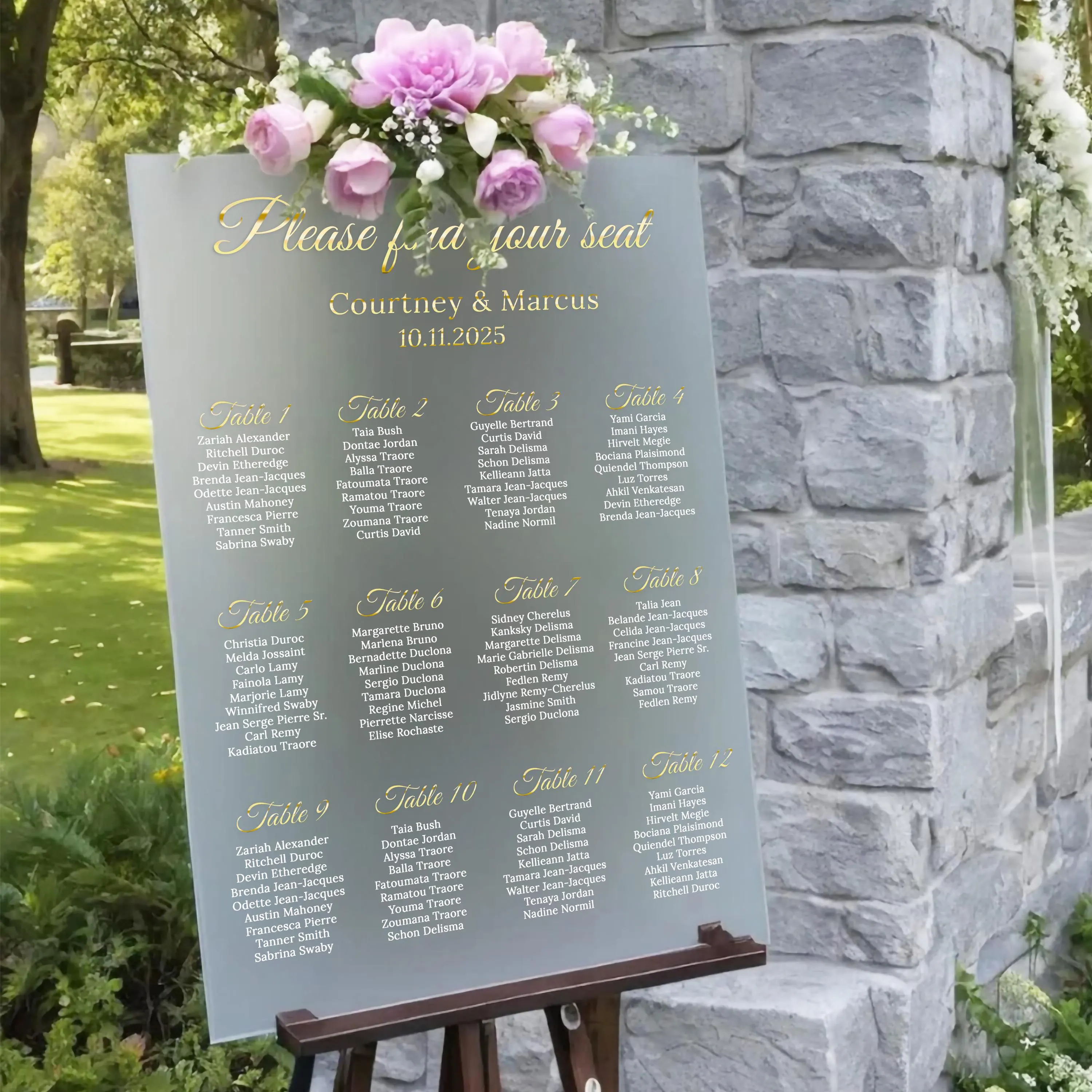 Frosted Acrylic Wedding Seating Chart – Modern Elegant Decor - image 5