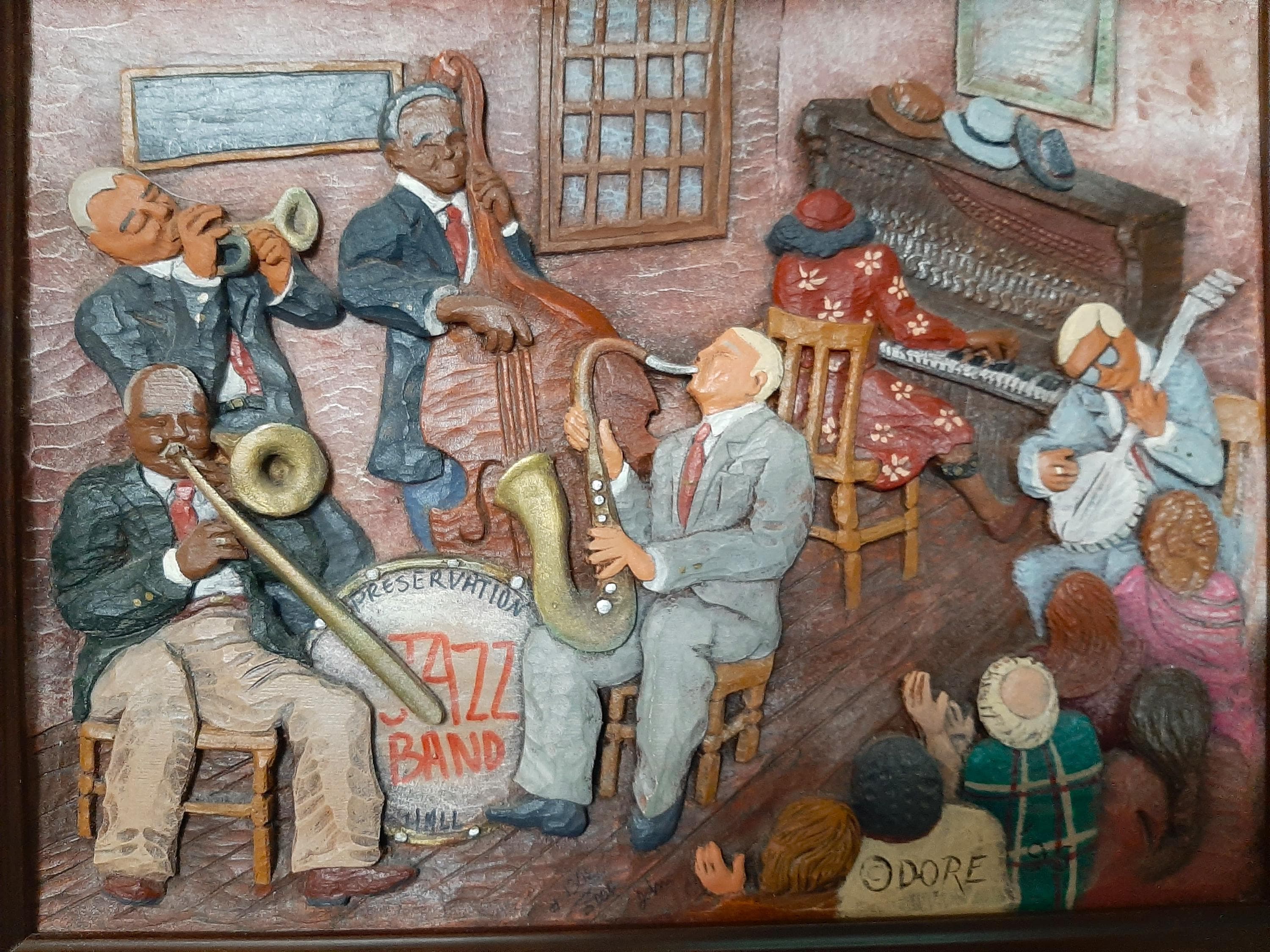 Dore Skidmore 1995 New Orleans Jazz Woodgraph Art: When The Saints (Numbered 1306/5000) - image 3