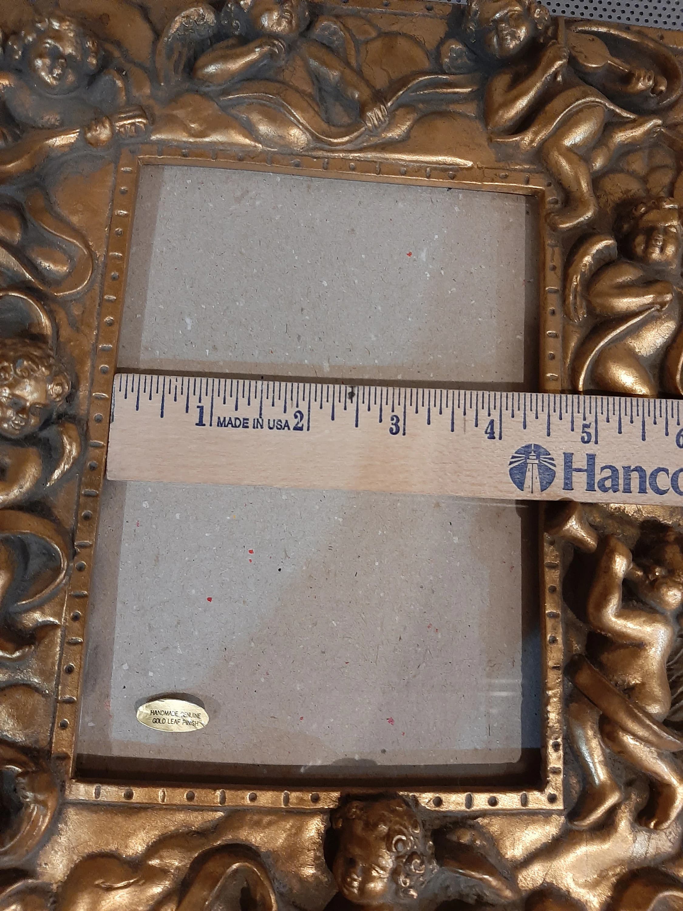Vintage Heavy Musical Winged Angels Cherubs Harps Handmade Gold Leaf Finish Easel Tabletop Vertical Horizontal Hollywood Regency 5x7 Photo - image 5