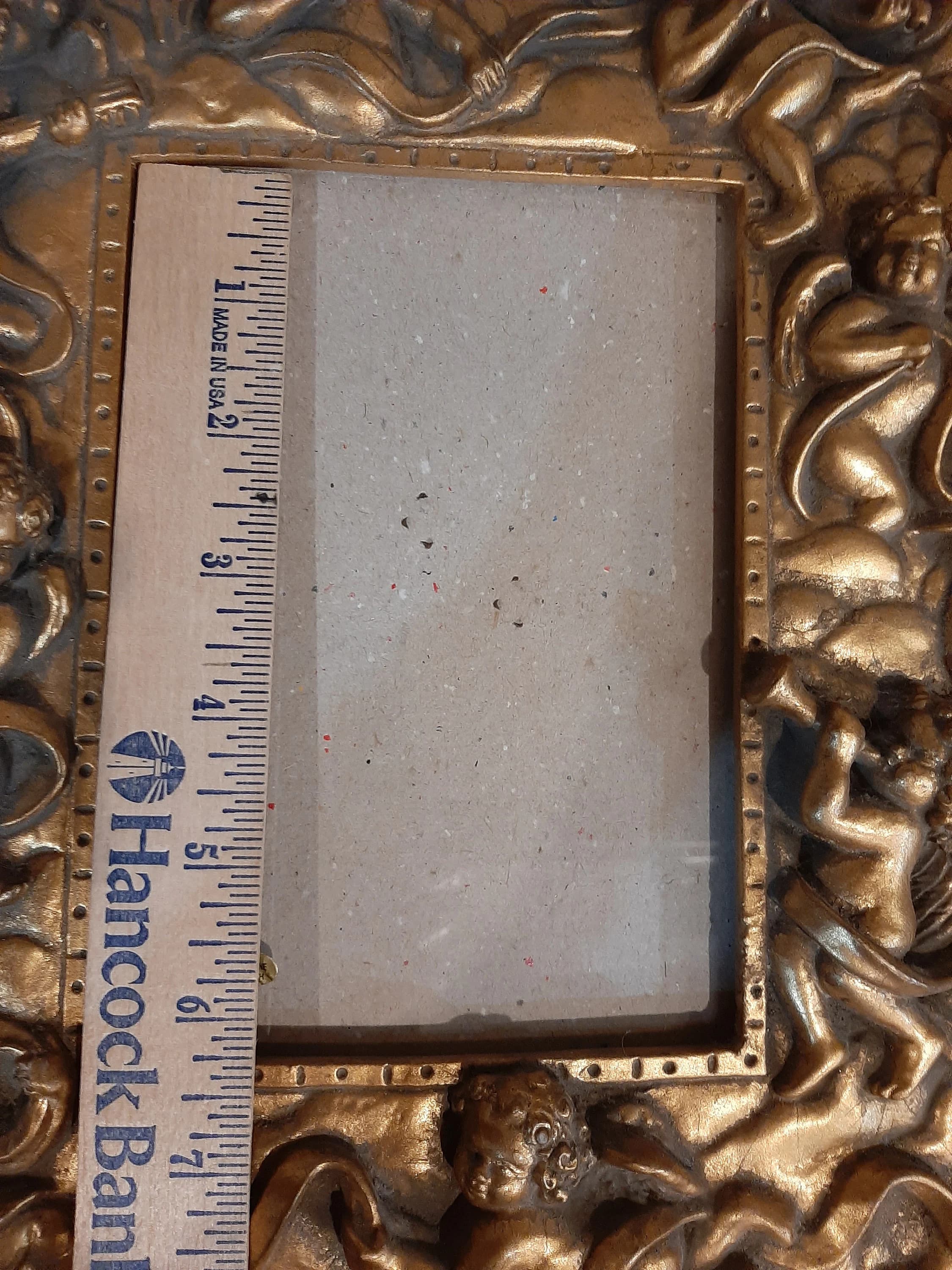 Vintage Heavy Musical Winged Angels Cherubs Harps Handmade Gold Leaf Finish Easel Tabletop Vertical Horizontal Hollywood Regency 5x7 Photo - image 4