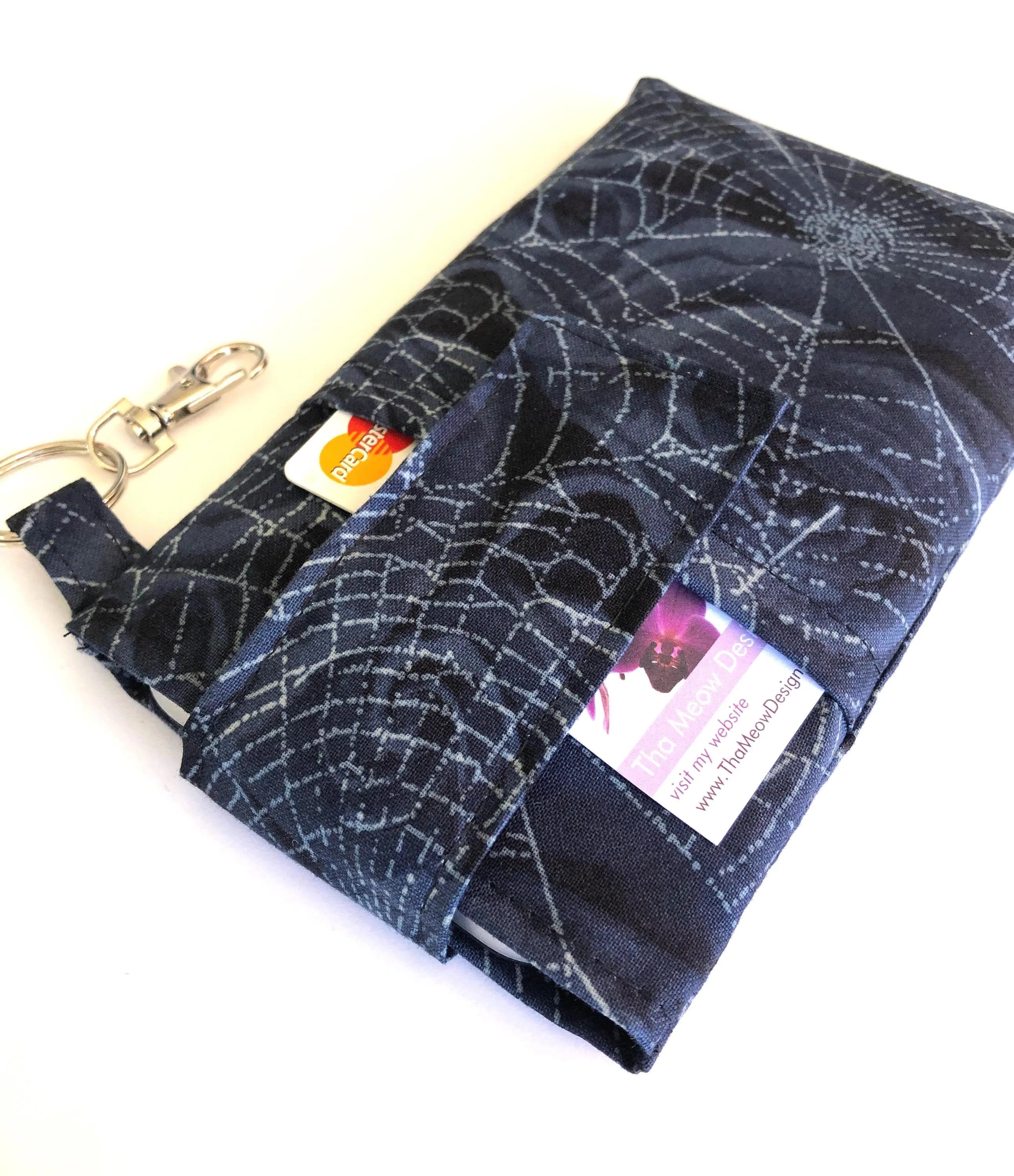 Fabric cell phone holder pouch, phone wallet sleeve for iPhone 18 17 16 15 14 13 plus,Samsung Galaxy s26 s25 s24 s23 s22 ultra -Spiderweb