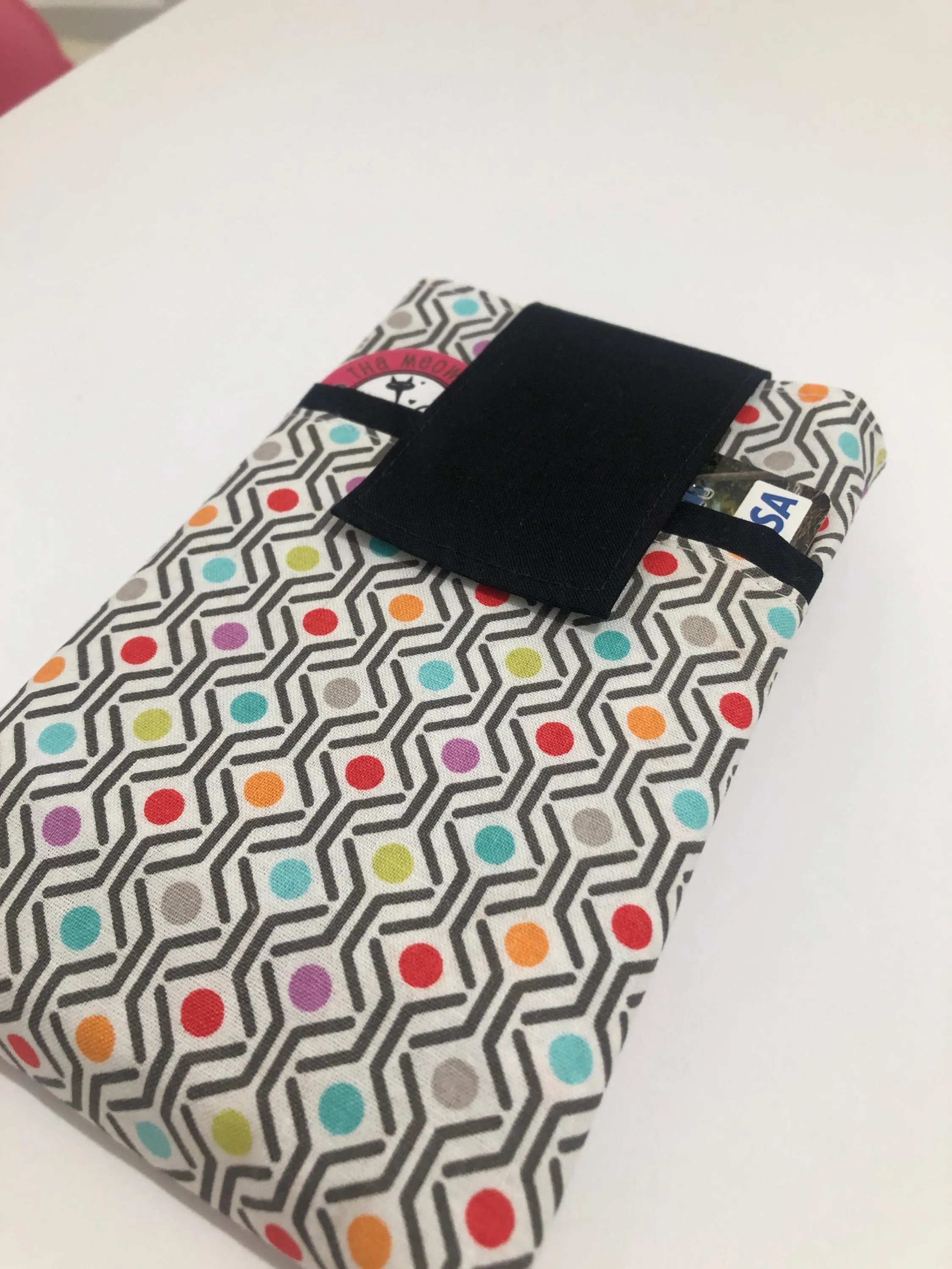 Fabric cell phone holder pouch, phone wallet sleeve for iPhone 18 17 16 15 14 13 plus,Samsung Galaxy s26 s25 s24 s23 s22 ultra -C Dots
