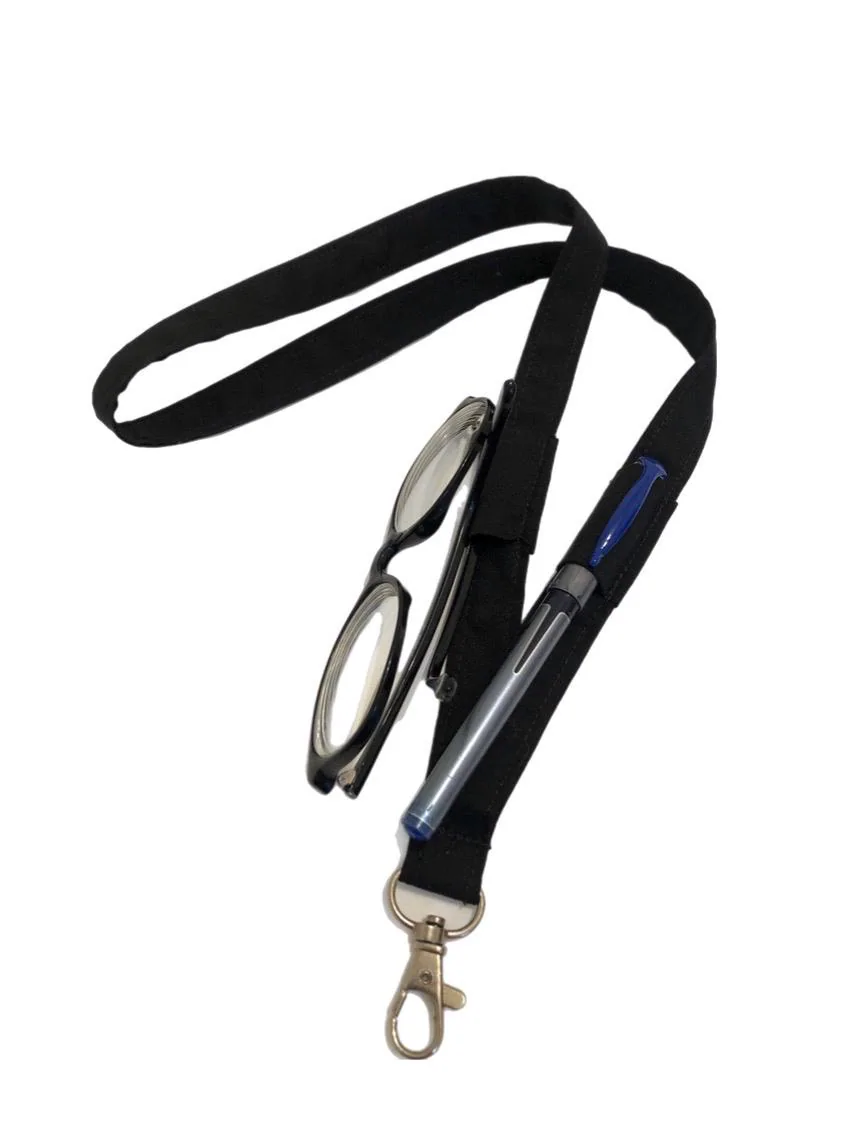 Lanyard with Glasses & Pen Loops, Pen glasses holder: ID Badge Key pen glasses Holder