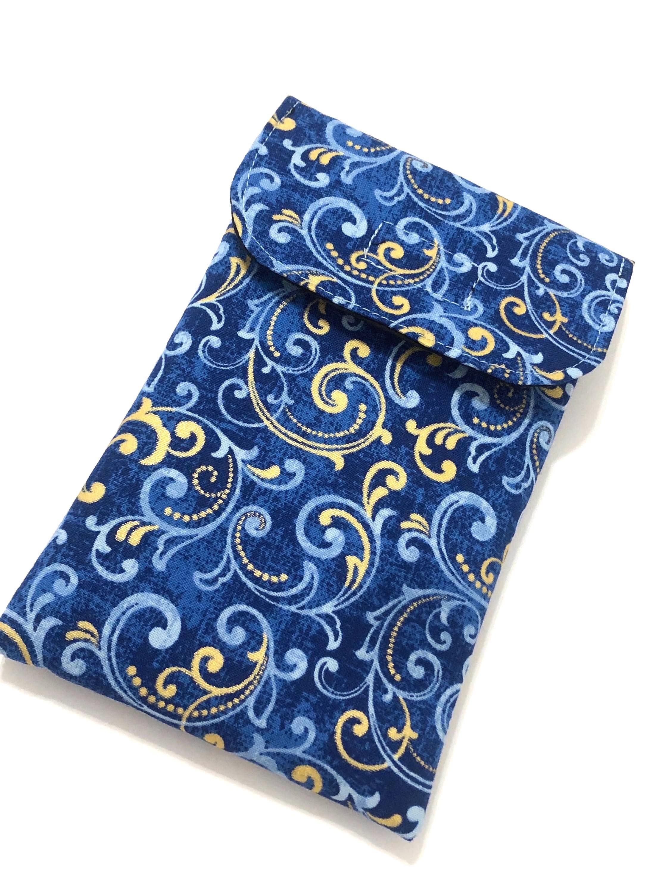 Cell Phone Pouch: Universal Fit, Handmade Fabric Sleeve pocket with velcro closure - choose fabric