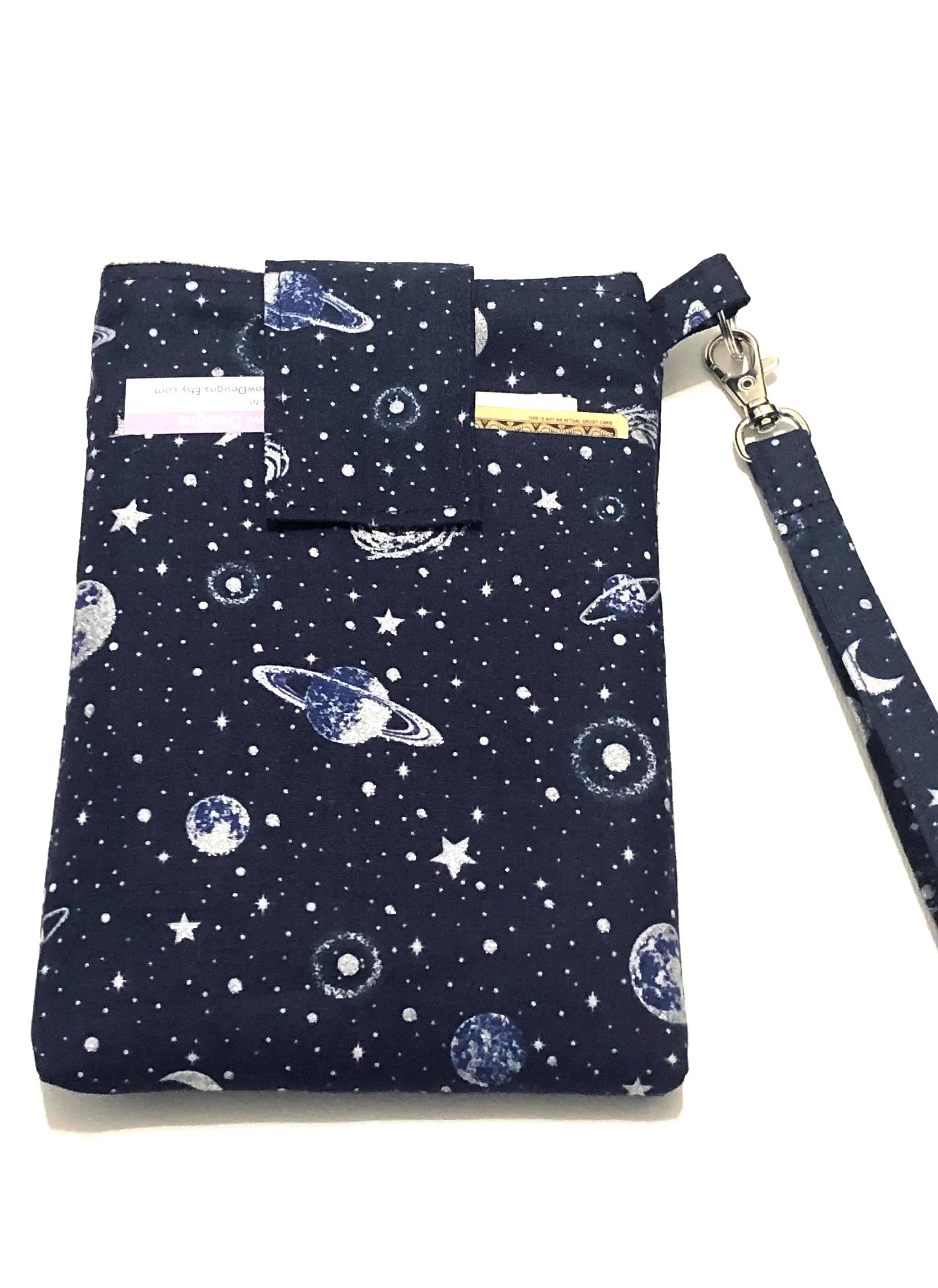 Apple iPhone 18 17 16 15 14 pro max,any Samsung Galaxy s26 s25 s24 S23 plus cellphone WRISTLET pouch,any other smartphone -Glitter Planets