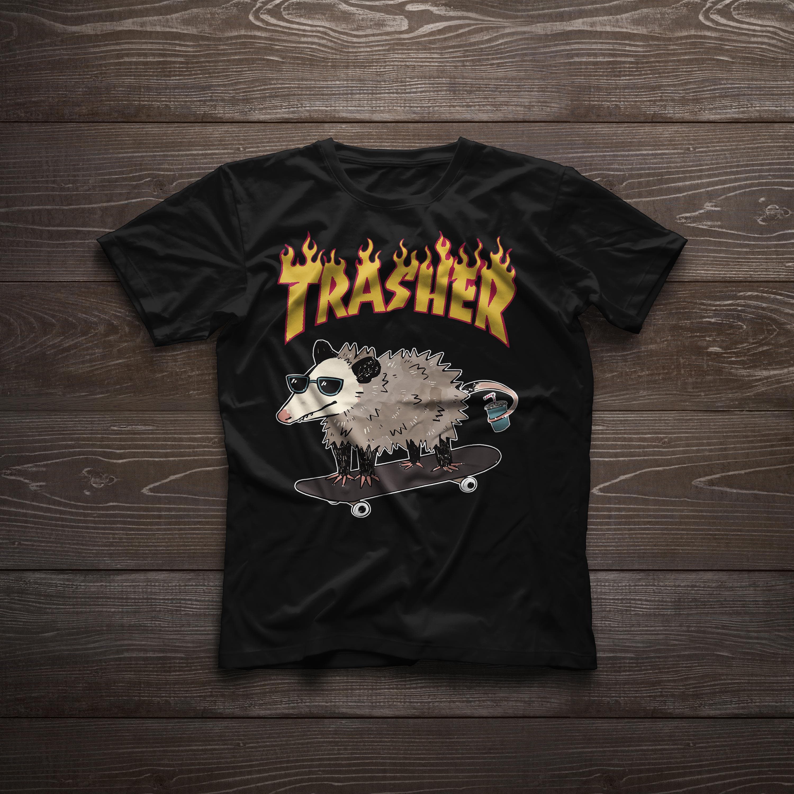 Funny Opossum Skater Hipster Trash Possum Meme Trash Animal T-Shirt