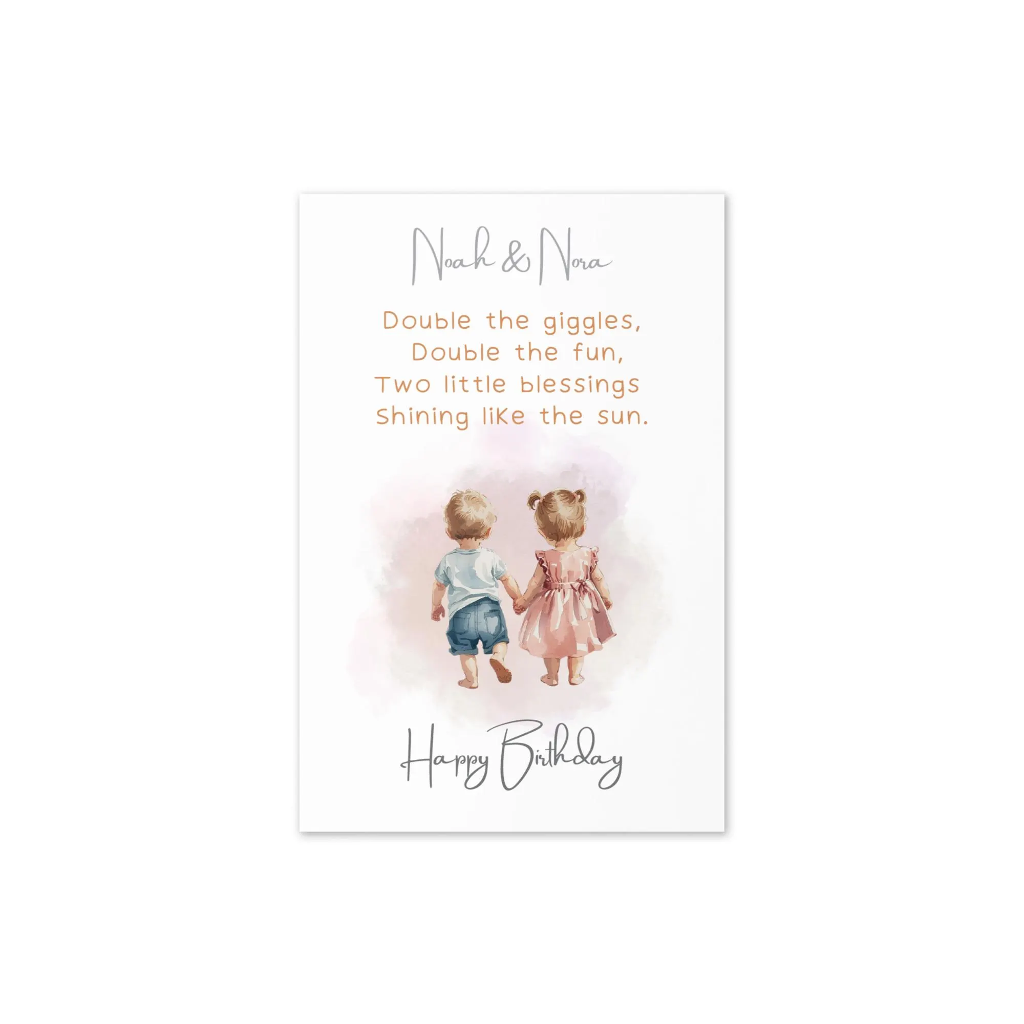 Twins Boy Girl Birthday Greeting card