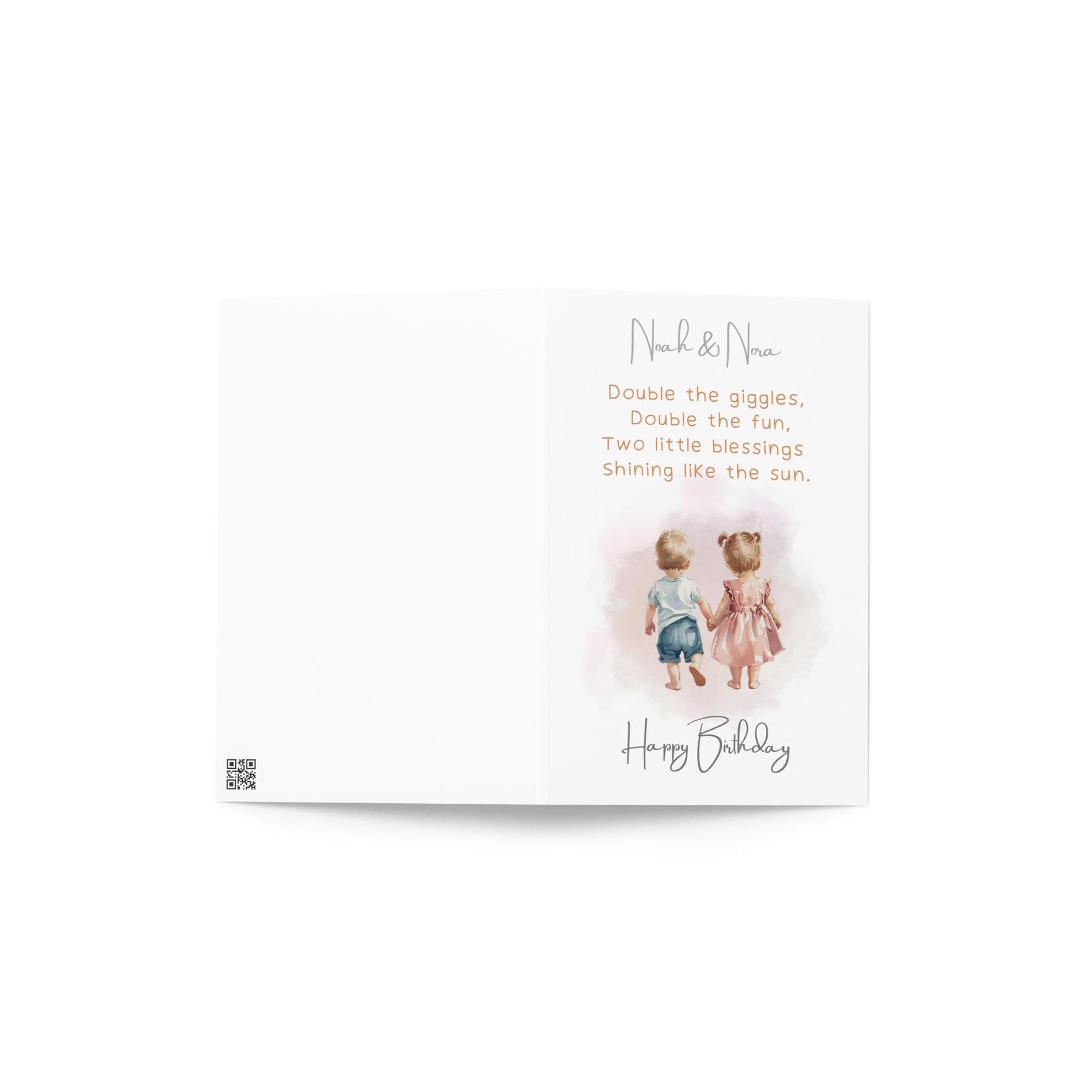 Twins Boy Girl Birthday Greeting card