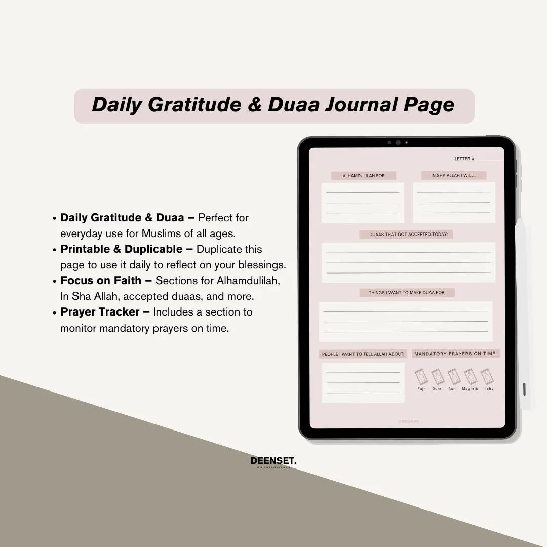 Gratitude Journal Digital, Gratitude, Muslim Journal, Muslim Journaling, Reflection,Printable PDF