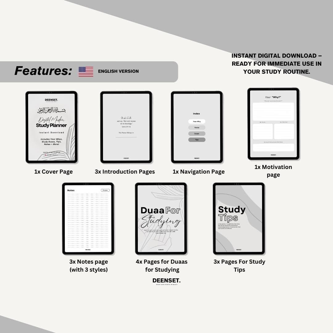 Student Planner, Digital Academic Planner, College Planner, Study Planner, Undated GoodNotes iPad Planner, School Planner, Muslim Study Plan - image 2