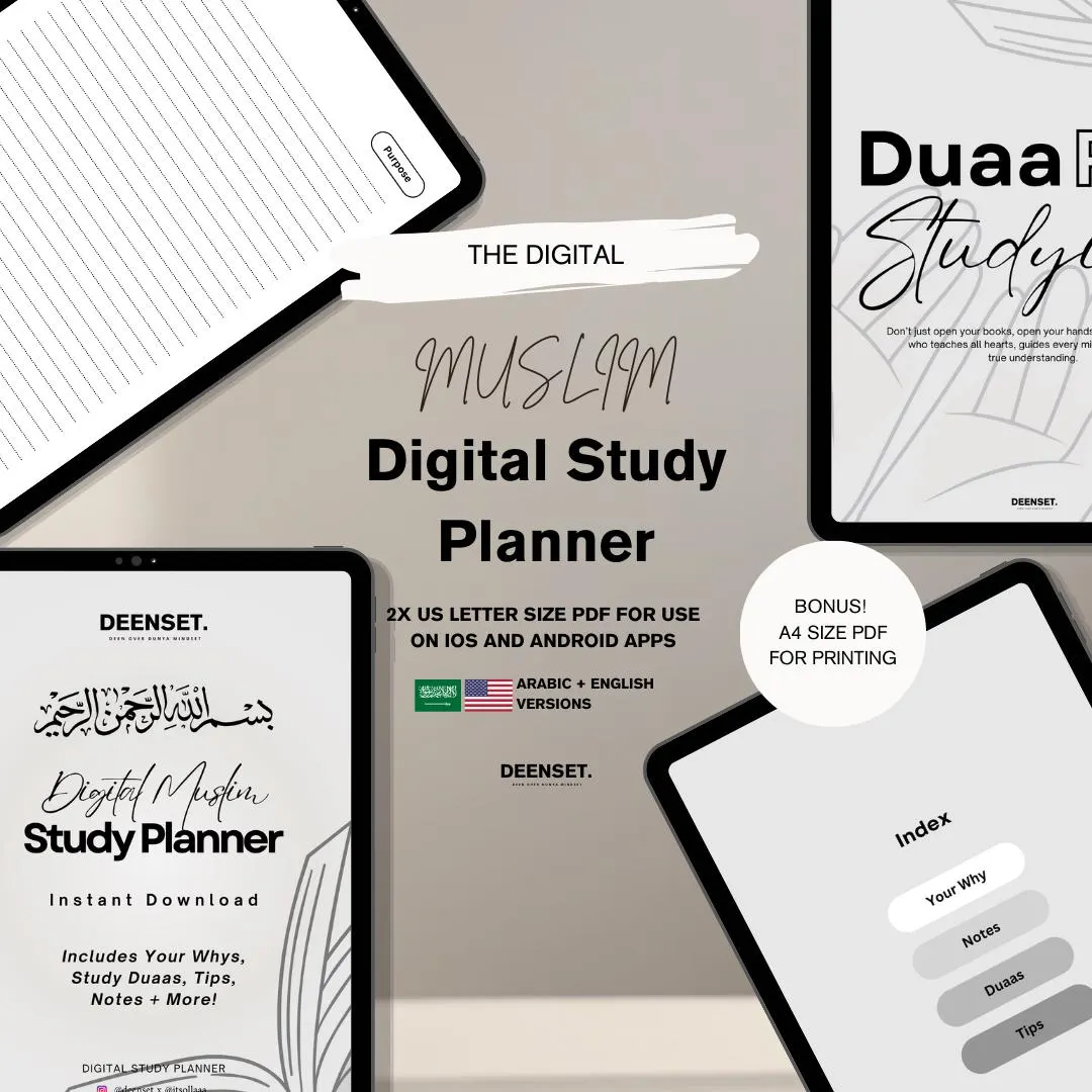 Student Planner, Digital Academic Planner, College Planner, Study Planner, Undated GoodNotes iPad Planner, School Planner, Muslim Study Plan