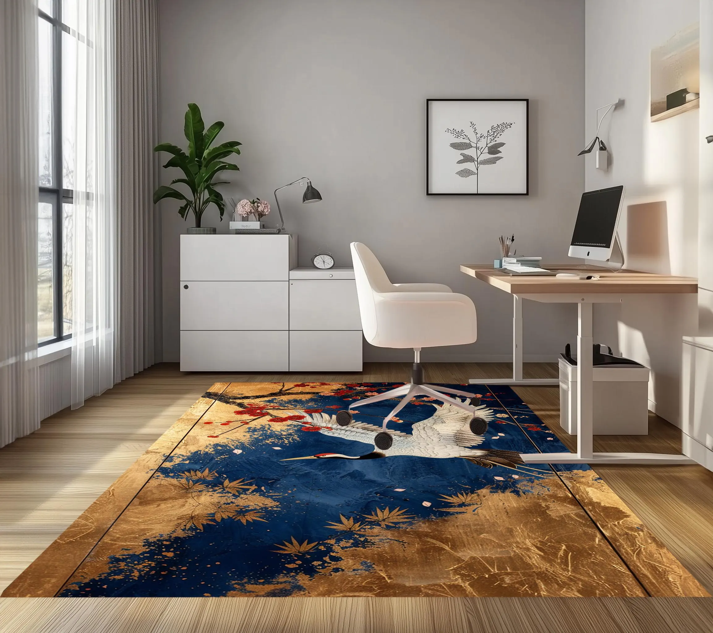 Elegant design rug, Cozy indoor rug, Bird motif rug, Chic area rug, Utility rug, Suit for any room, Washable rug, Anti slip rug, RB-1175