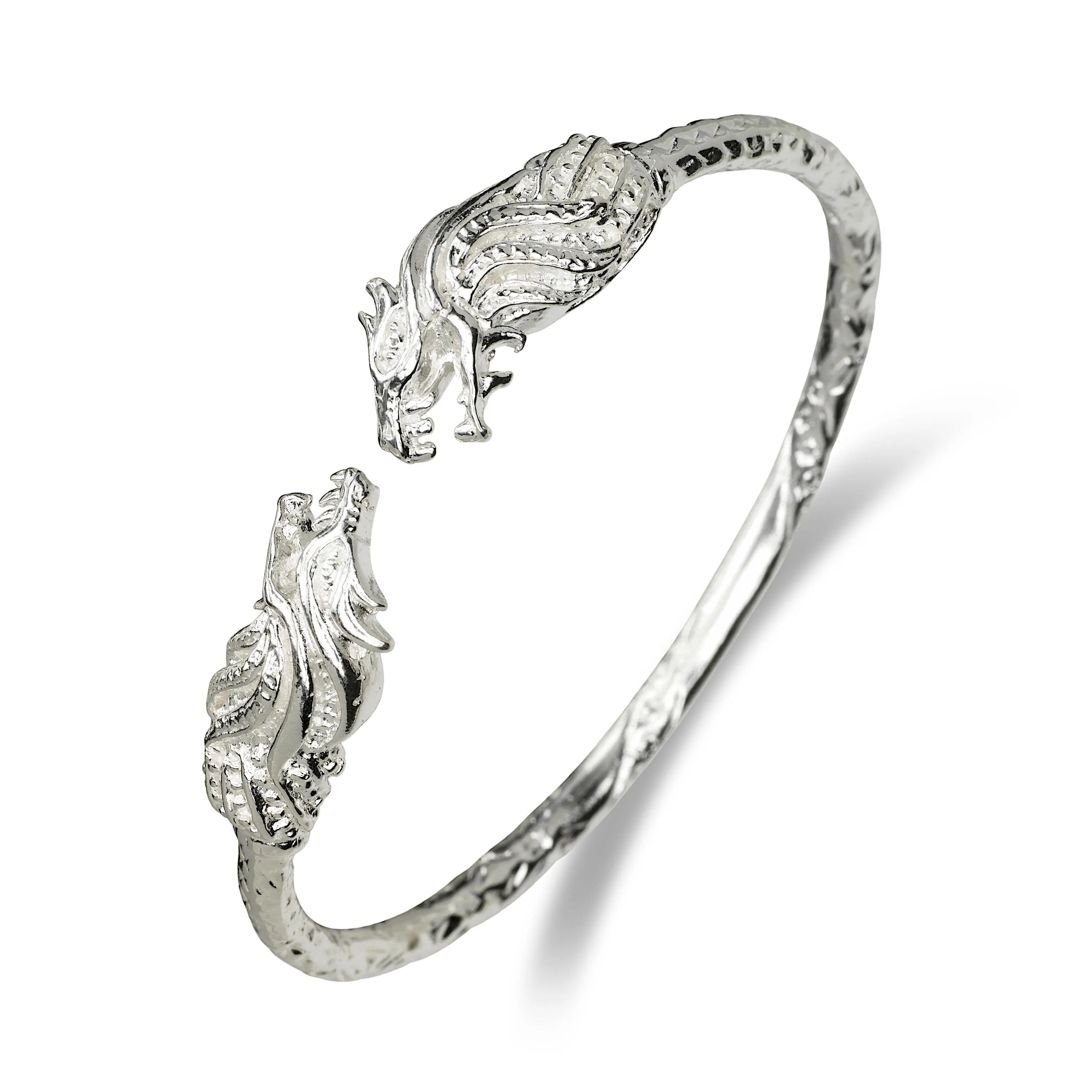Dragon 925 Sterling Silver Bangle Bracelet, Dragon Heads Cuff Bangle, 1 piece