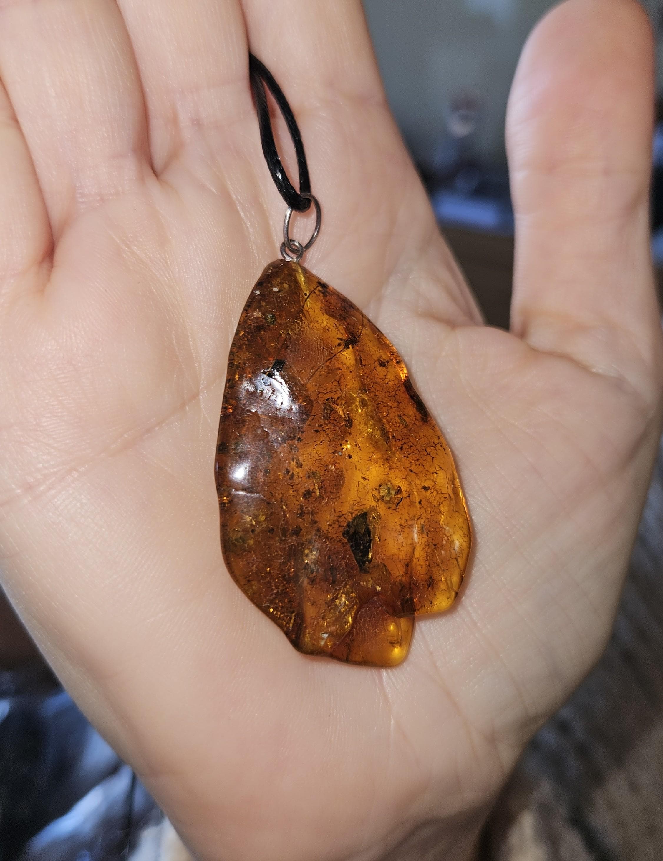 Baltic amber pendant, big size, 10 gr / 0.35 oz, silver - image 4