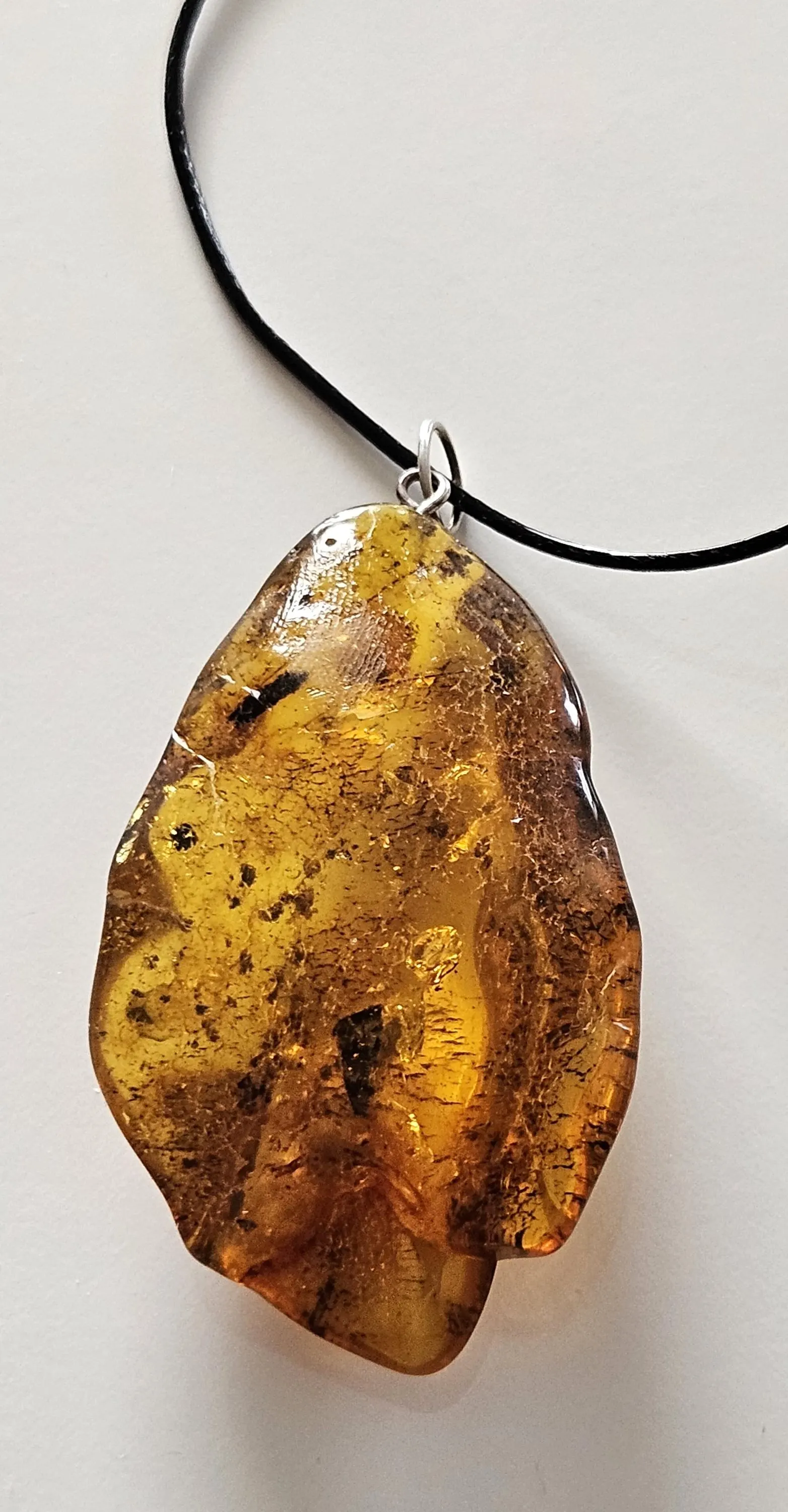 Baltic amber pendant, big size, 10 gr / 0.35 oz, silver - image 2