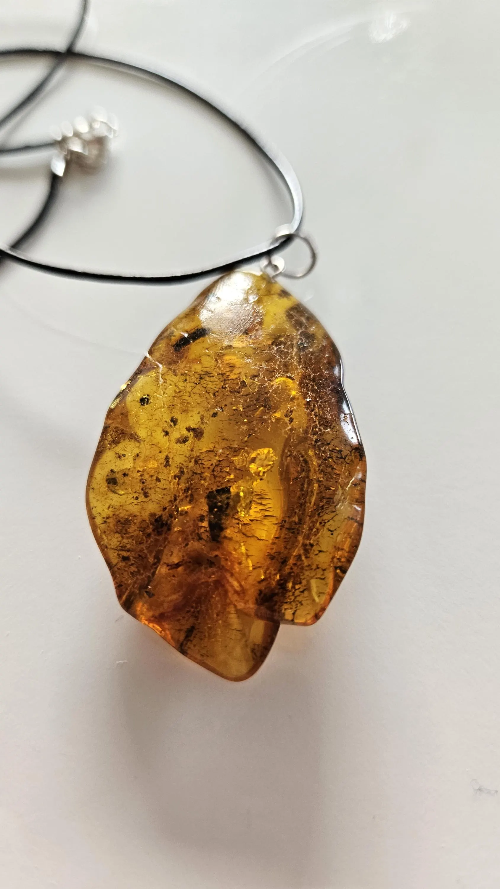 Baltic amber pendant, big size, 10 gr / 0.35 oz, silver - image 5