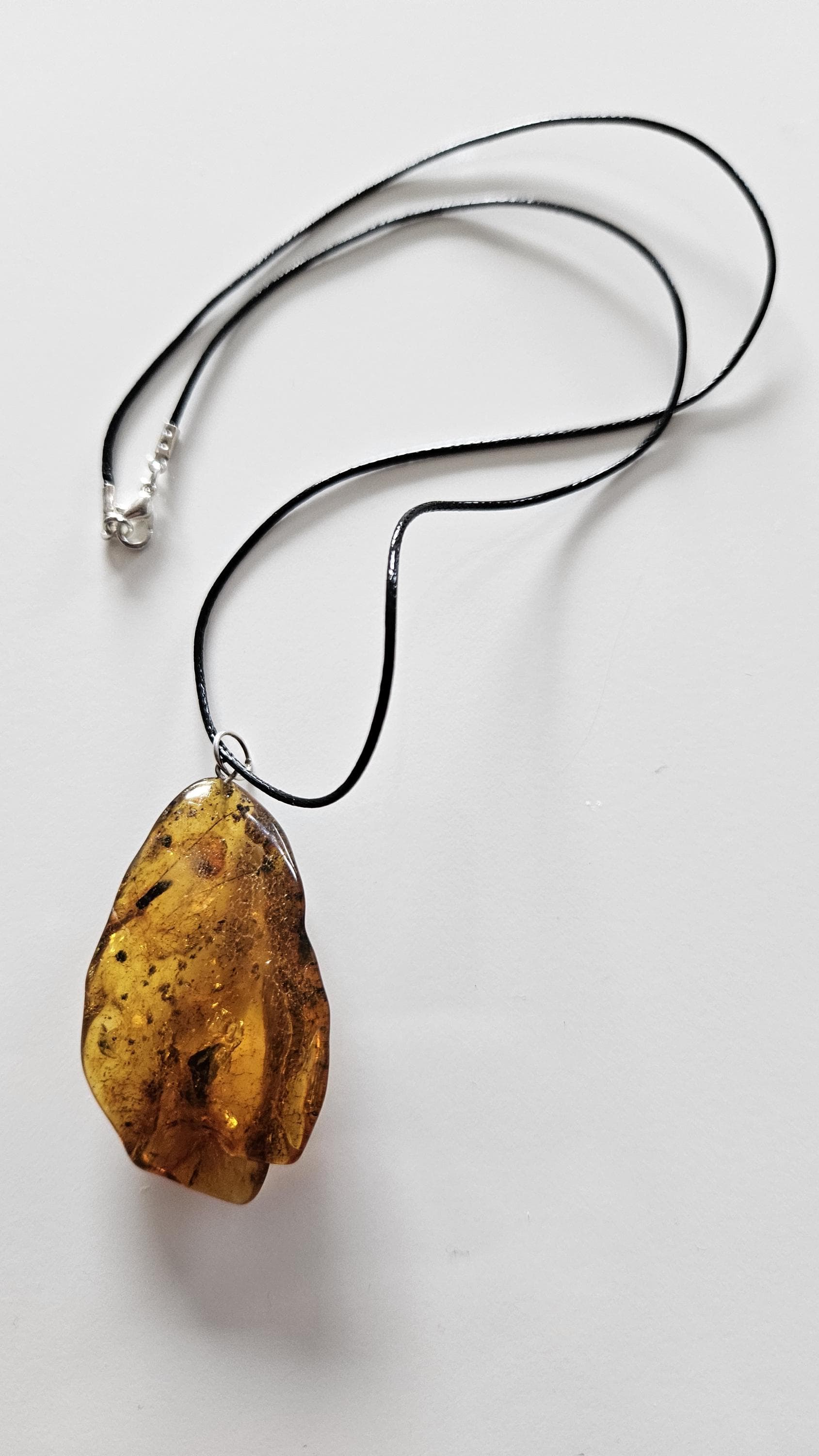 Baltic amber pendant, big size, 10 gr / 0.35 oz, silver - image 3