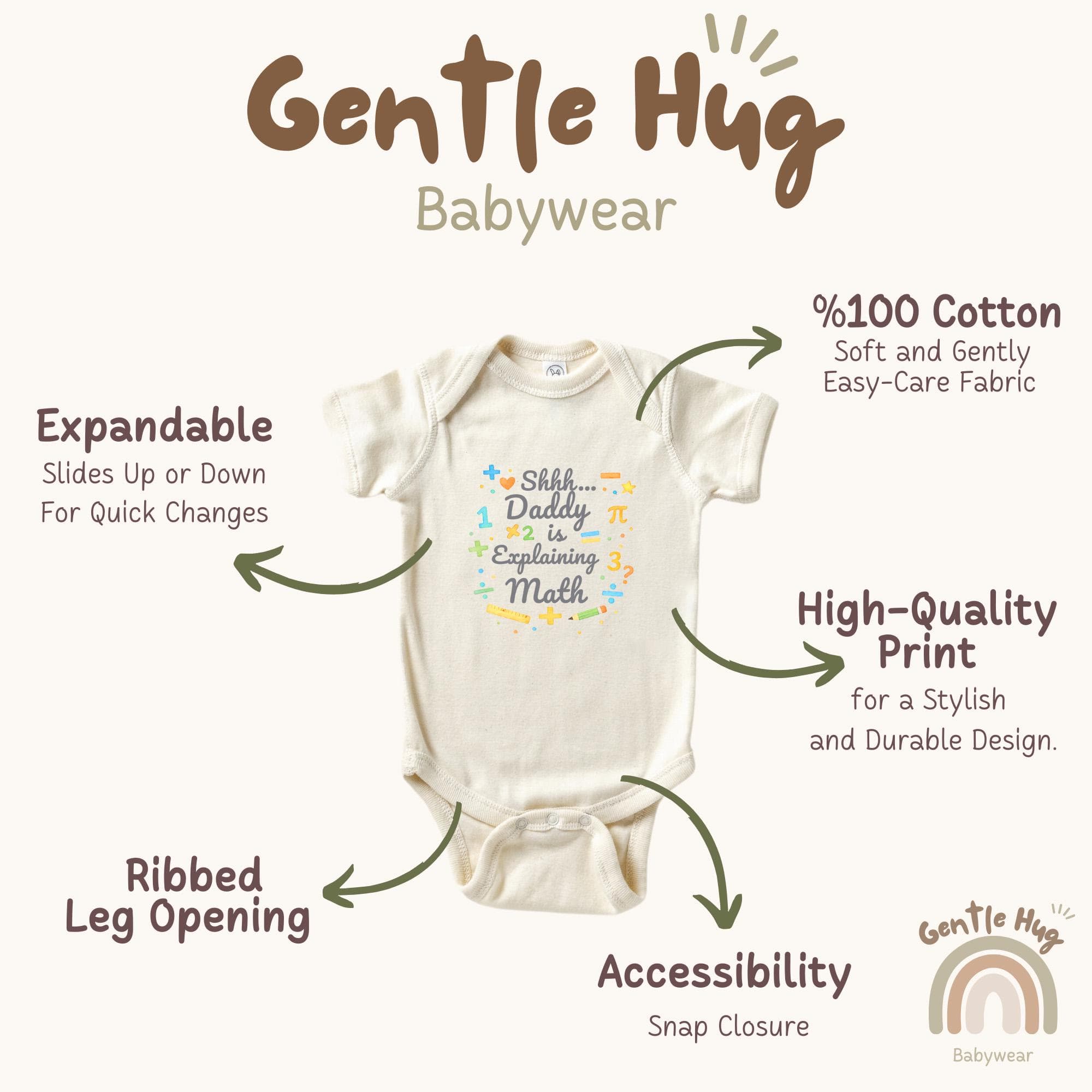 Shhh Daddy Is Explaining Math Baby Bodysuit Funny Dad Humor Bodysuit, Geeky STEM Outfit, Clever Newborn Gift, Natural Baby Clothes - image 4