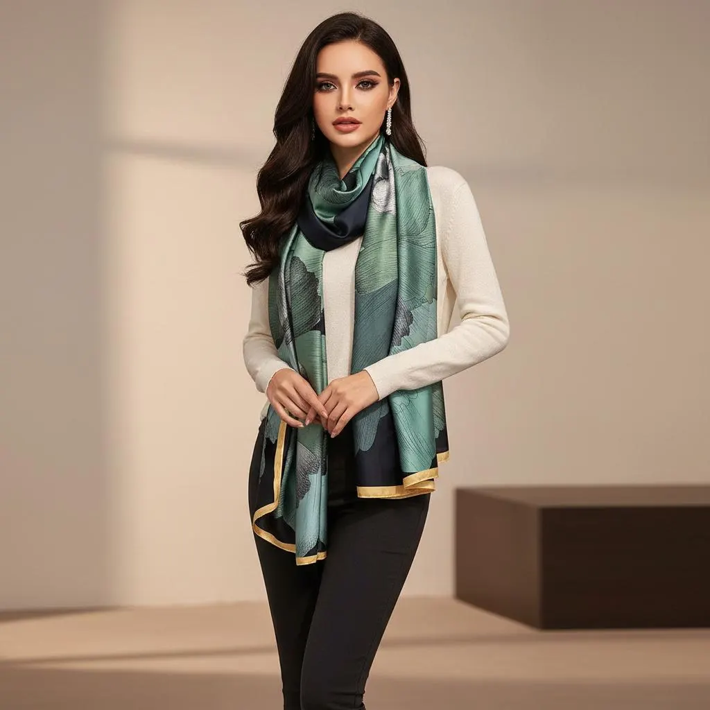 Women’s Printed Silk-Look Scarf | Fashion Rayon Shawl | Lightweight Long Wrap - image 3