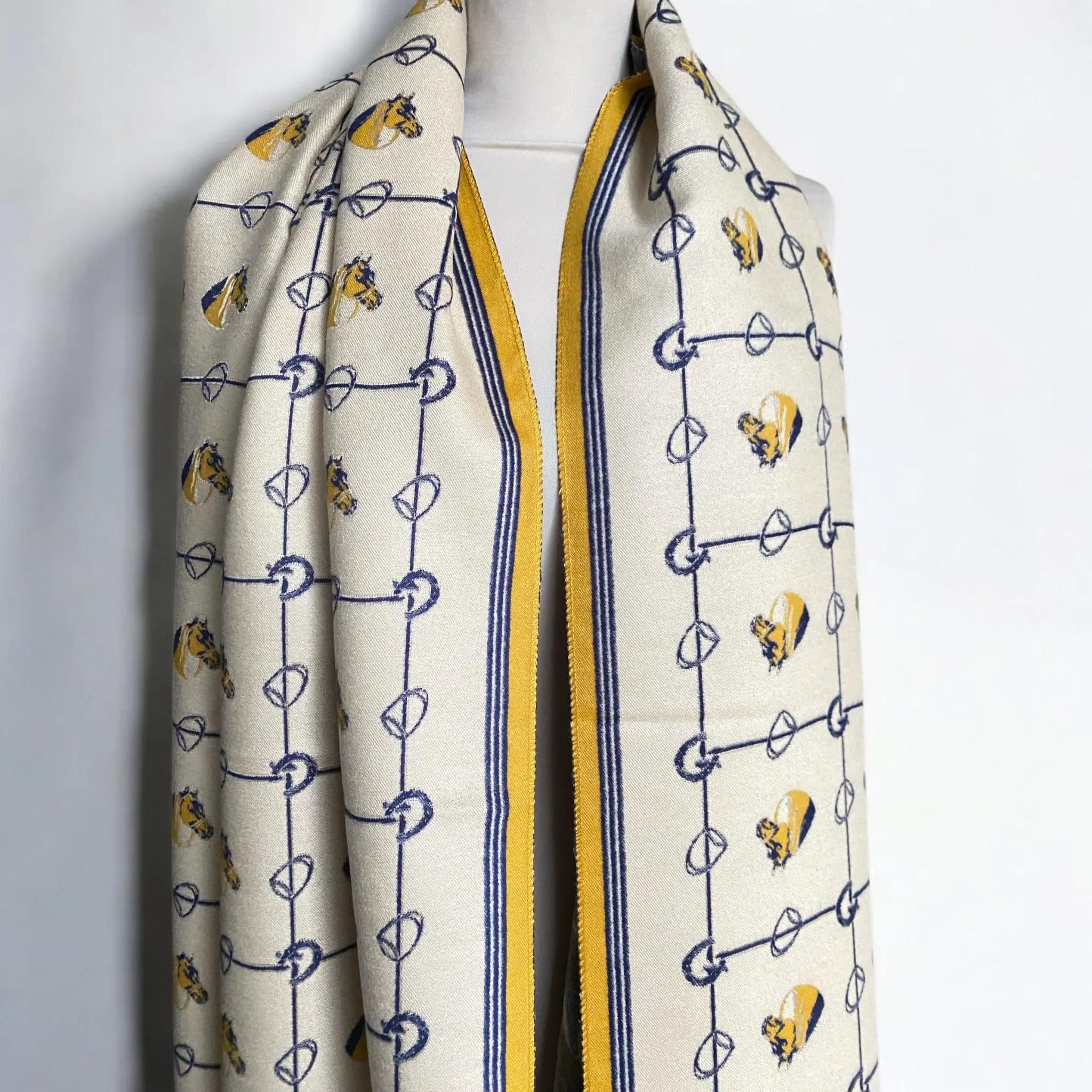Yellow Horse Print Shawl – Stylish Scarf for Horse Lovers, Country Chic Wrap, Lightweight Fashion Accessory - image 4
