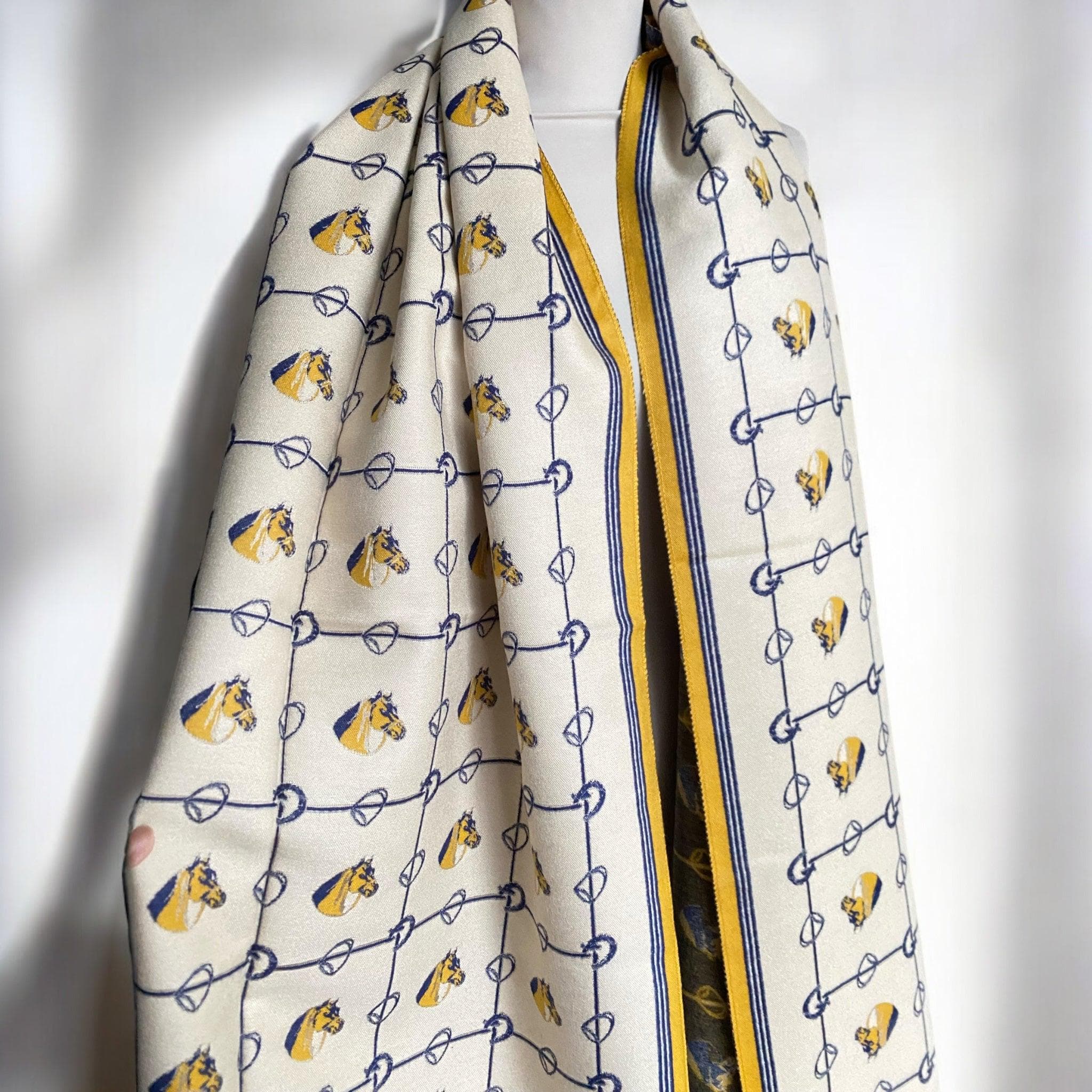 Yellow Horse Print Shawl – Stylish Scarf for Horse Lovers, Country Chic Wrap, Lightweight Fashion Accessory - image 5