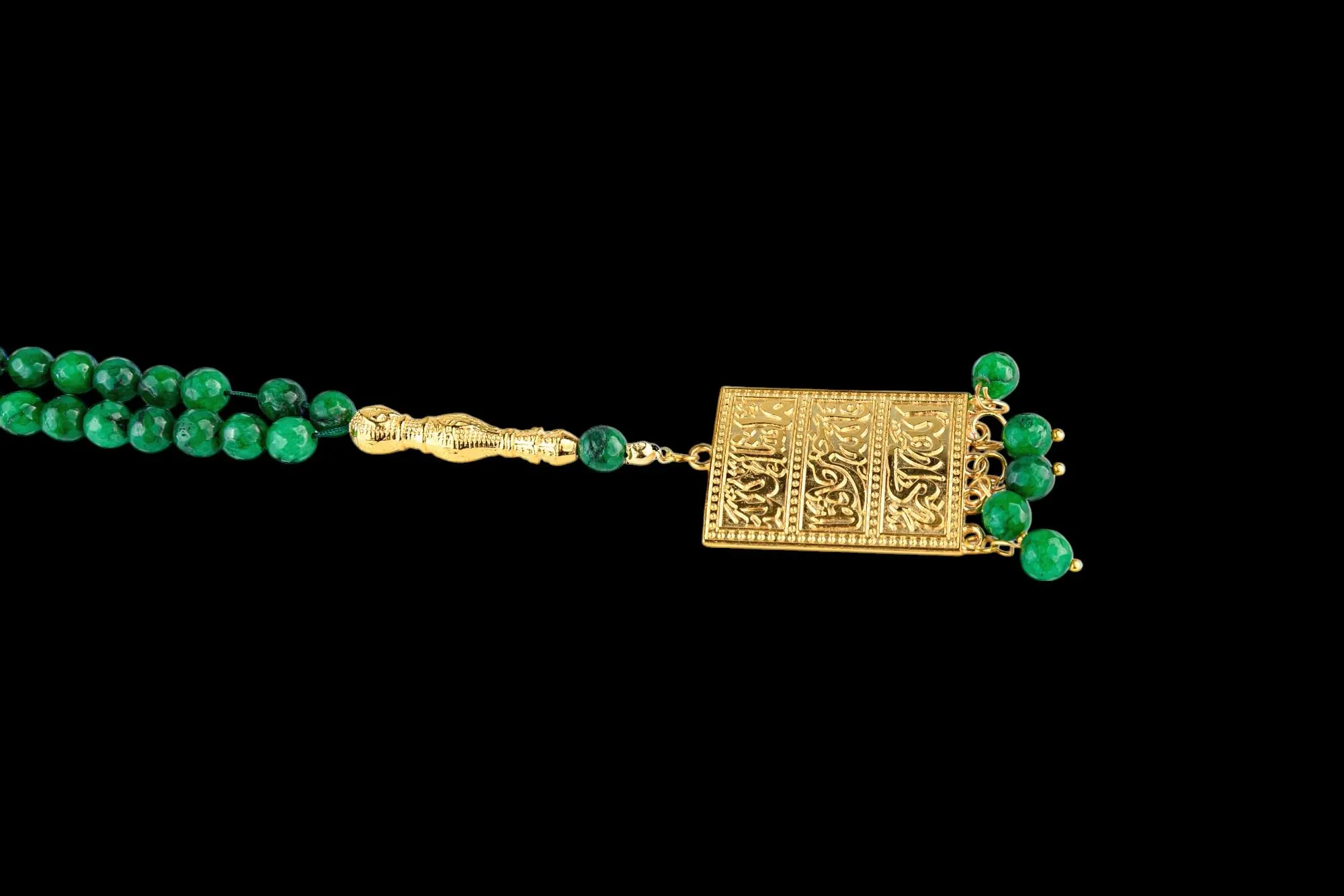 Green Aqeeq Agate Tasbeeh; 99 Count Islamic Misbaha; 24k Gold-Plated Pendant; Dhikr Prayer Beads; Ramadan Eid Gift; Muslim Gift - image 2