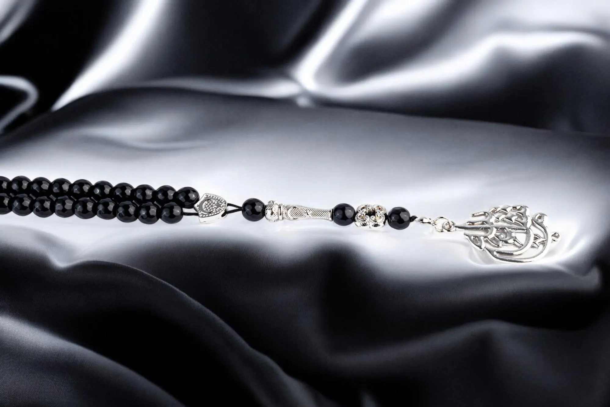Black Aqeeq Agate Tasbeeh; 99 Count Islamic Misbaha; Silver-Plated Pendant; Dhikr Prayer Beads; Ramadan Eid Gift; Muslim Gift - image 4