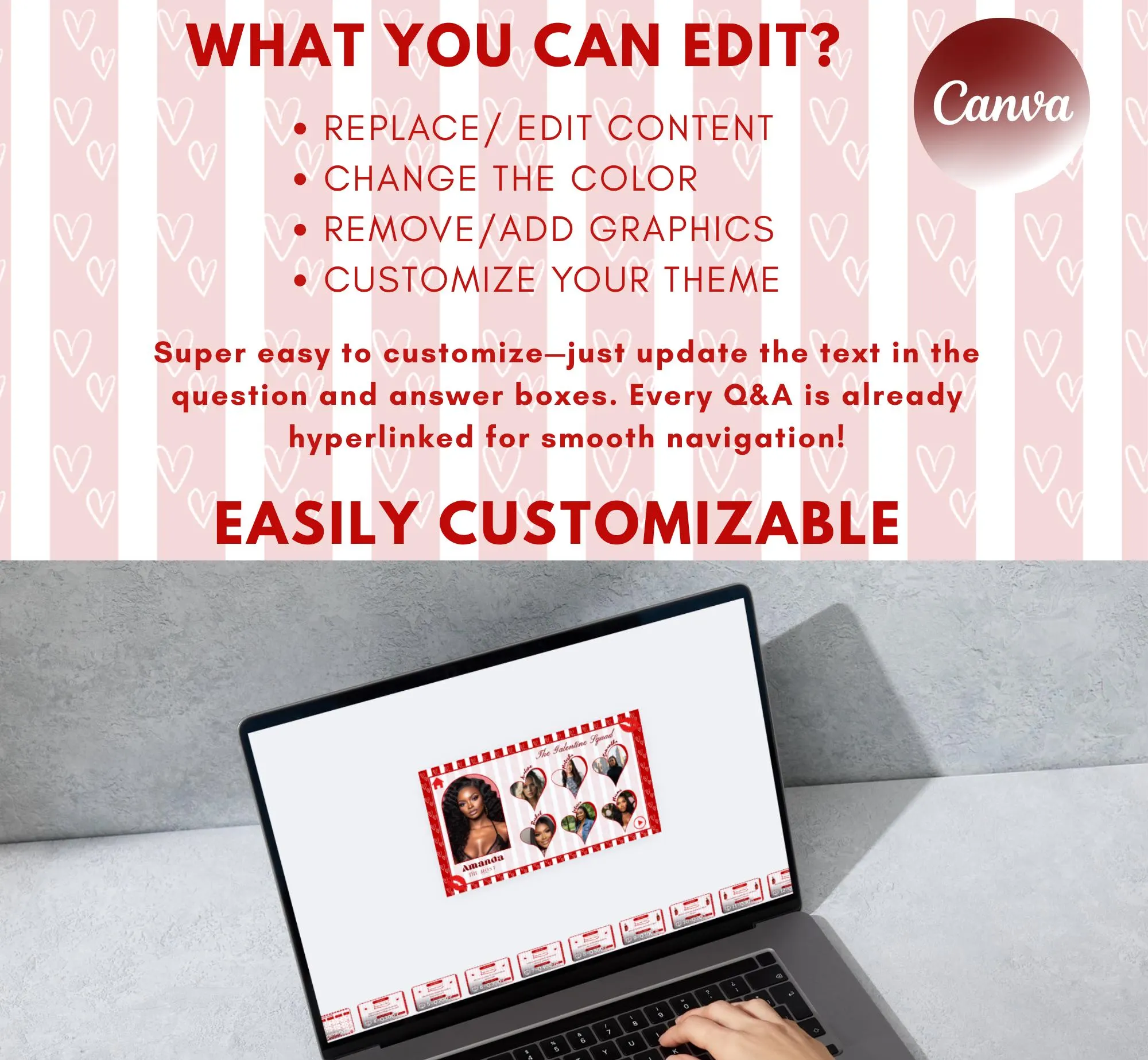 Galentines Day Jeopardy Game, Editable Valentines Happy Hour Drinking Game, Girls Night Trivia Games (Digital Download, Canva Template) - image 3