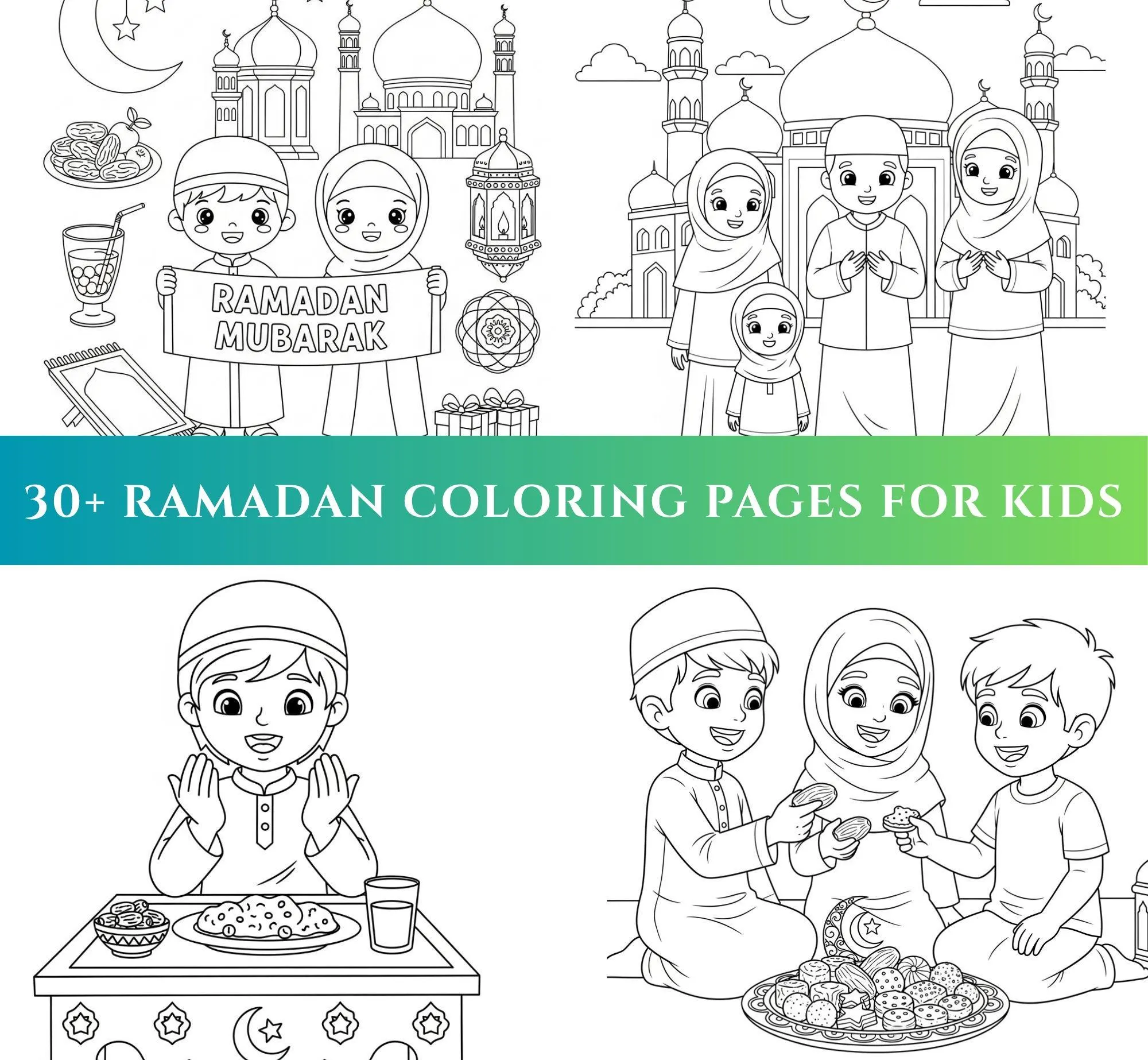 30+ Ramadan Coloring Pages for Kids, Printable Islamic Coloring Book, Ramadan Mubarak Activities, Eid Coloring Pages, Muslim Kids Art