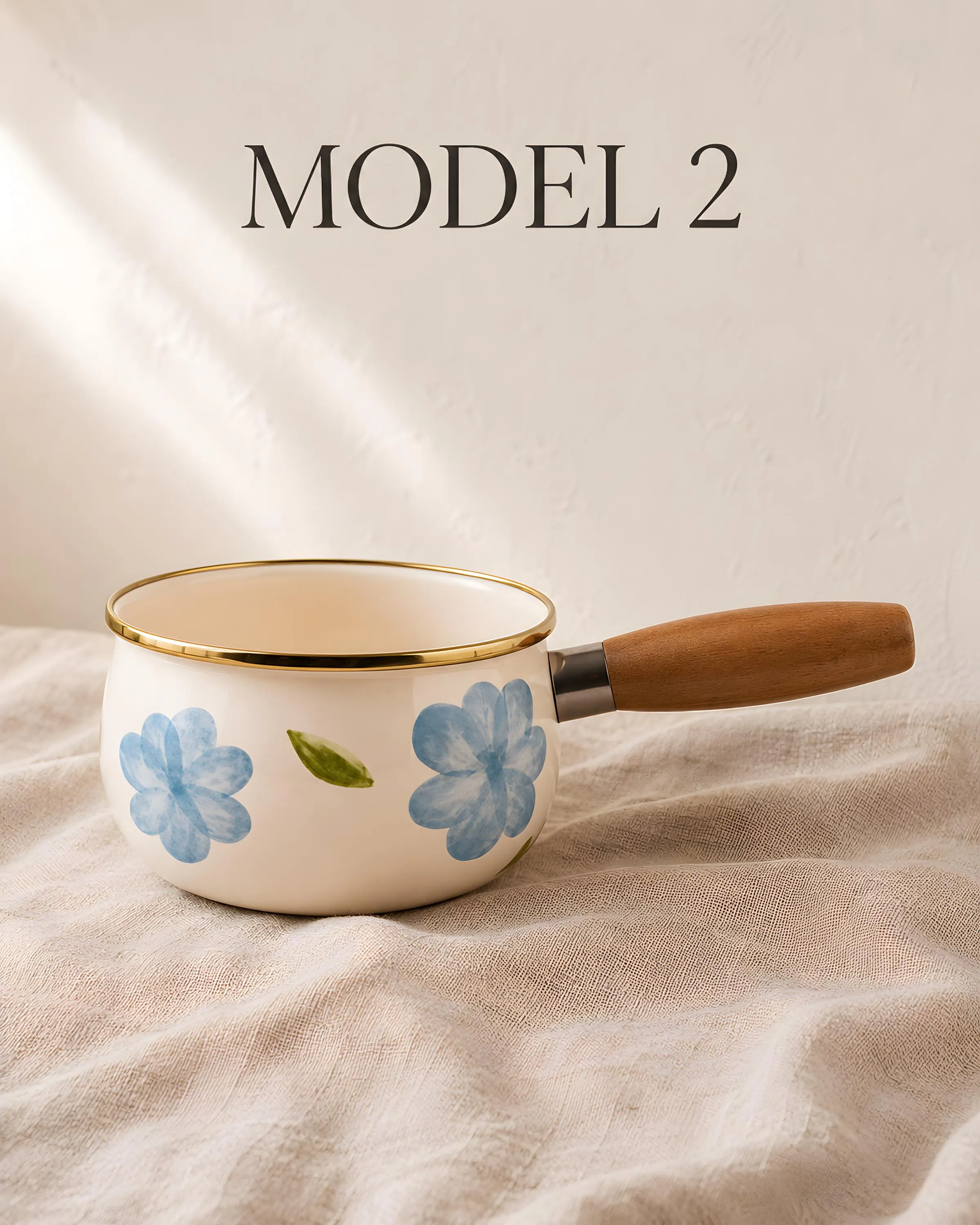 Hand-Painted Enamel Saucepan, Turkish Milk Pot, Rustic Farmhouse Kitchen Decor - image 4