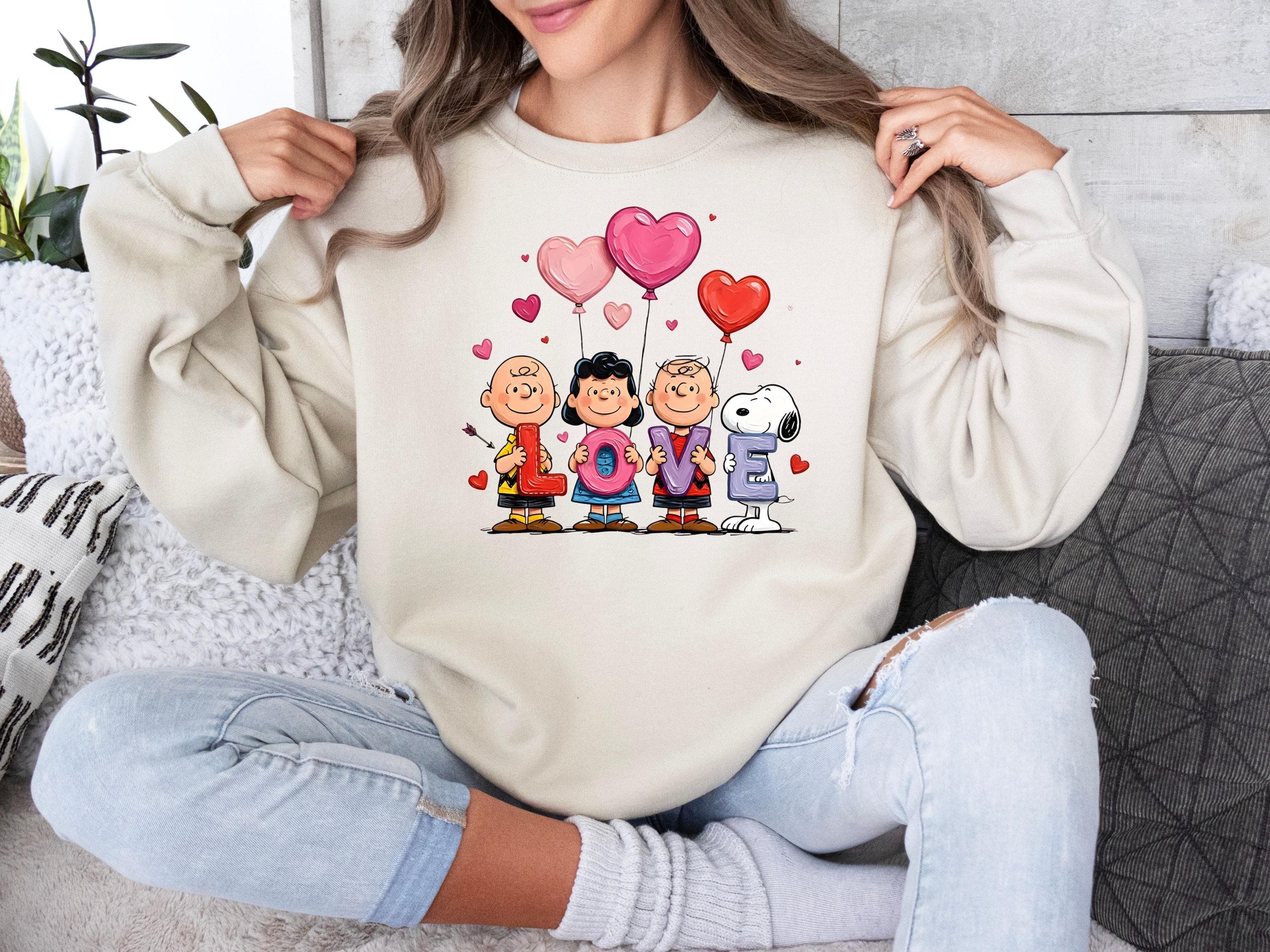 Snoop Valentine Love DTF, Peanuts Friends Holding Love Letters With Snoopy, Cute Valentine Family Hearts Heat Press - image 5