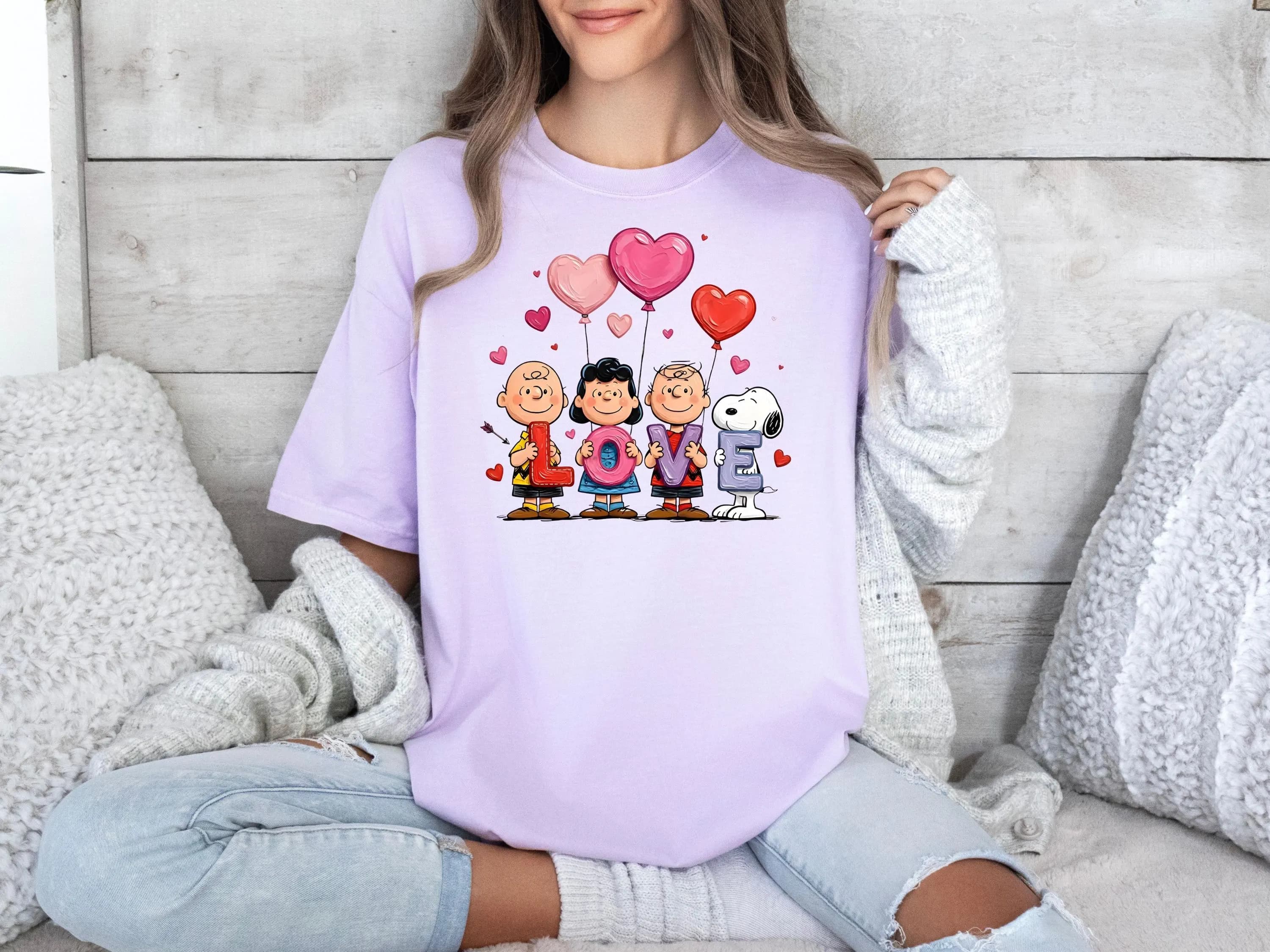 Snoop Valentine Love DTF, Peanuts Friends Holding Love Letters With Snoopy, Cute Valentine Family Hearts Heat Press - image 4