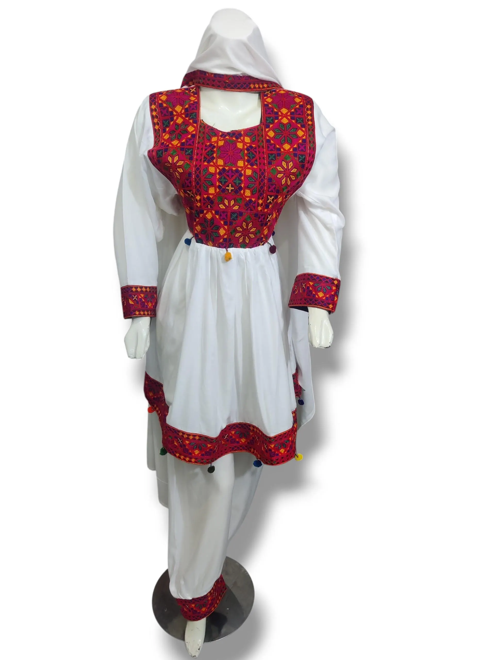 Afghan Traditional Handmade Dress For Women - Frock shalwar with dupatta, Eid Embroidered Outfit, Ethnic wear - image 5