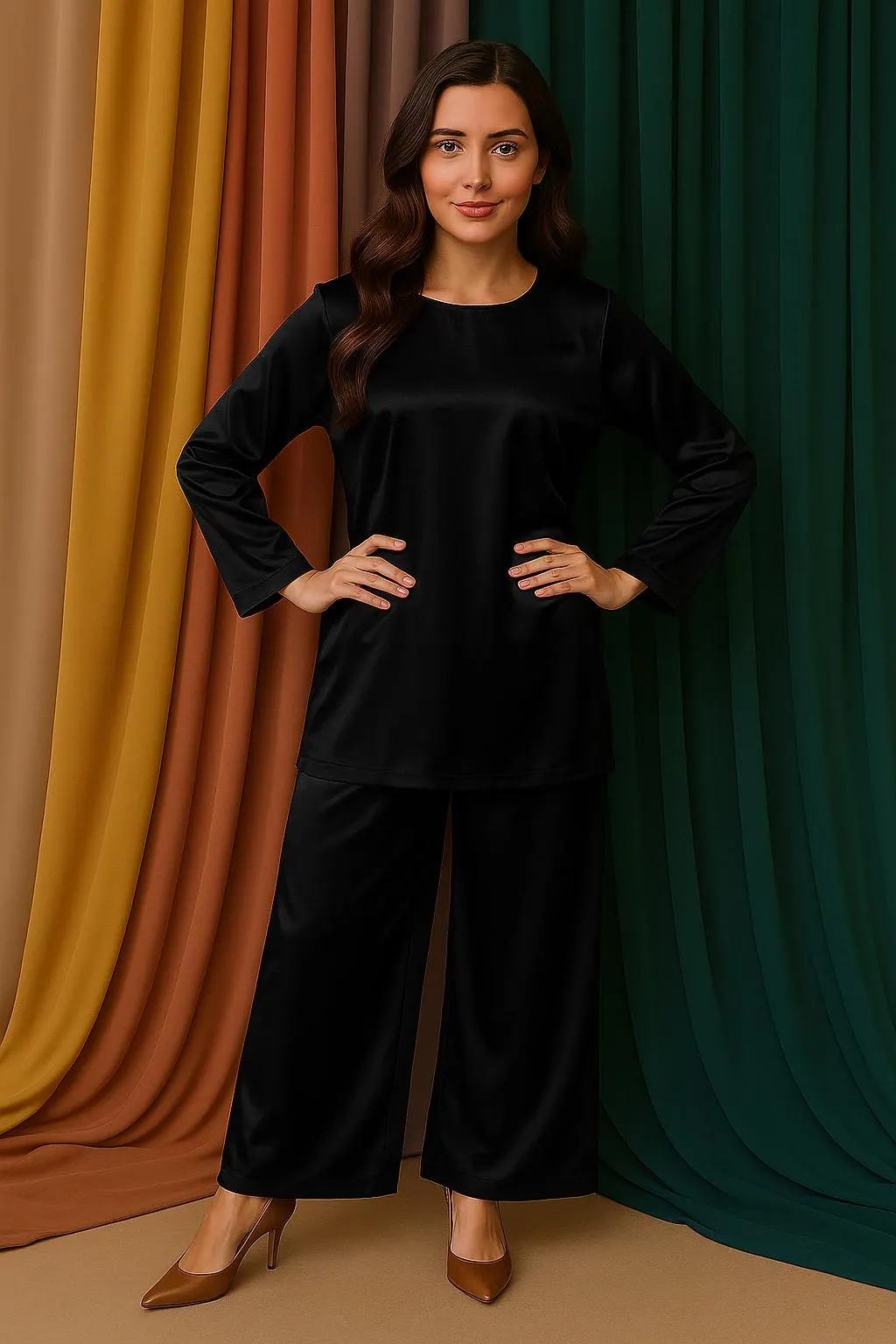 Satin Silk Loungewear Dress for Women - Comfy Casual Home Dress - Relaxed fit women's dresses - image 4