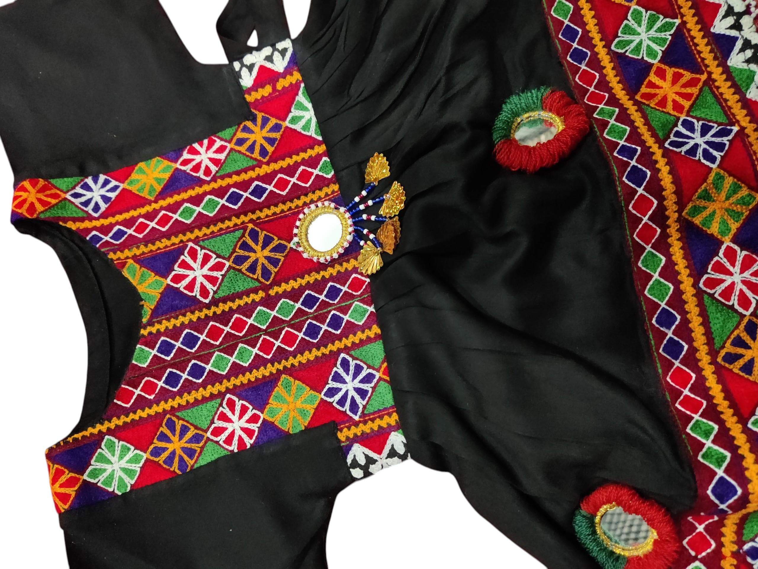 Handmade Afghan Traditional Dress For Girls - 1 to 3 years old Black Color frock shalwar - image 5
