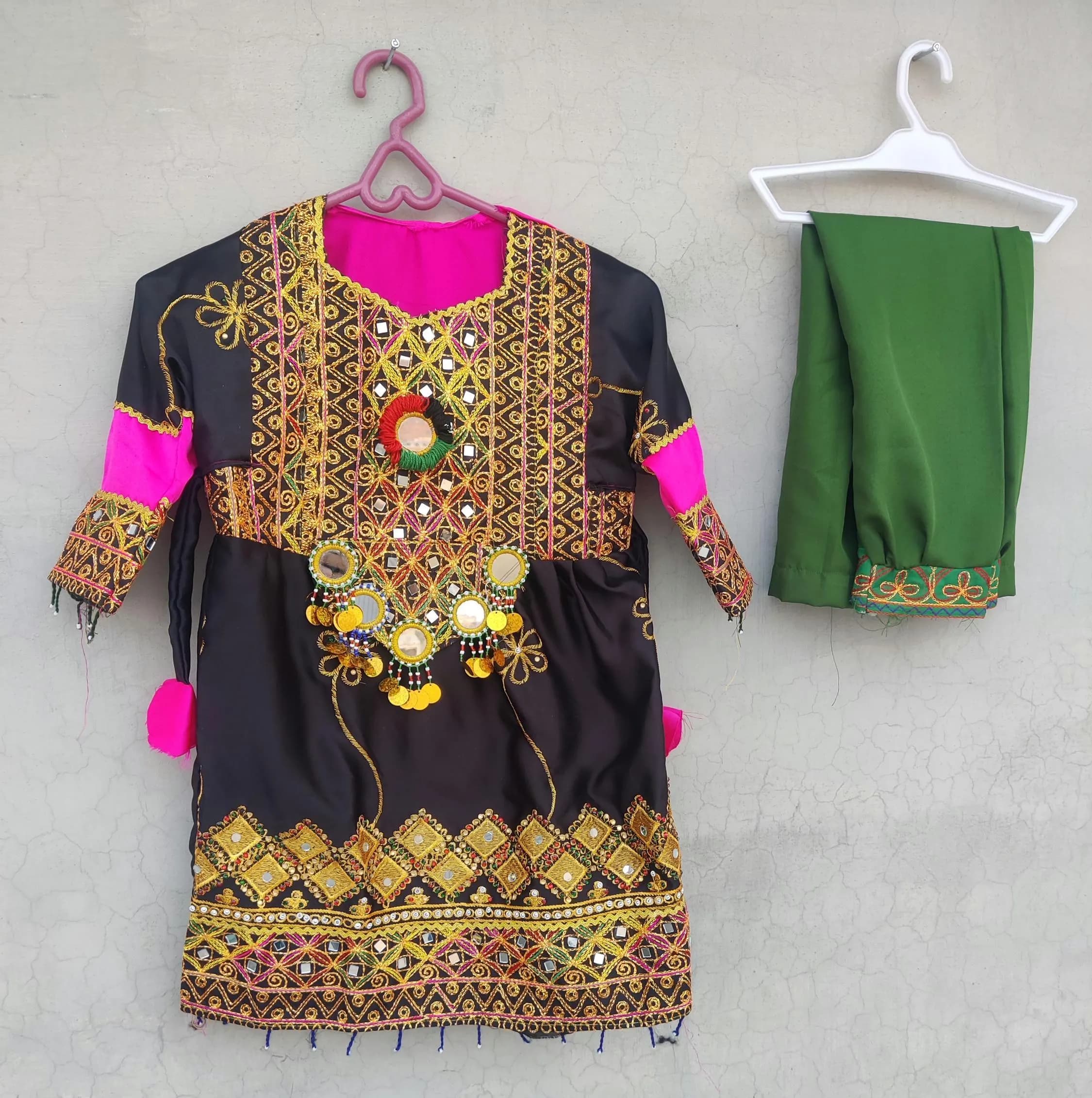 Girls Afghani Stitched Shalwar Kameez: Traditional Party Frock, kids ethnic frock shalwar - Handmade dress for 5 to 7 years girl, toddlers - image 5