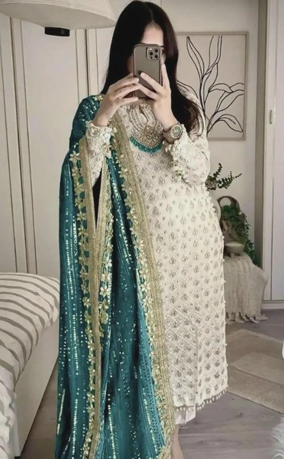 Shalwar kameez with heavy embroidered with dupata | Punjabi Suit Women - Kurta Set |Female Formal wear outfit | Indian Clothing Woman - image 3