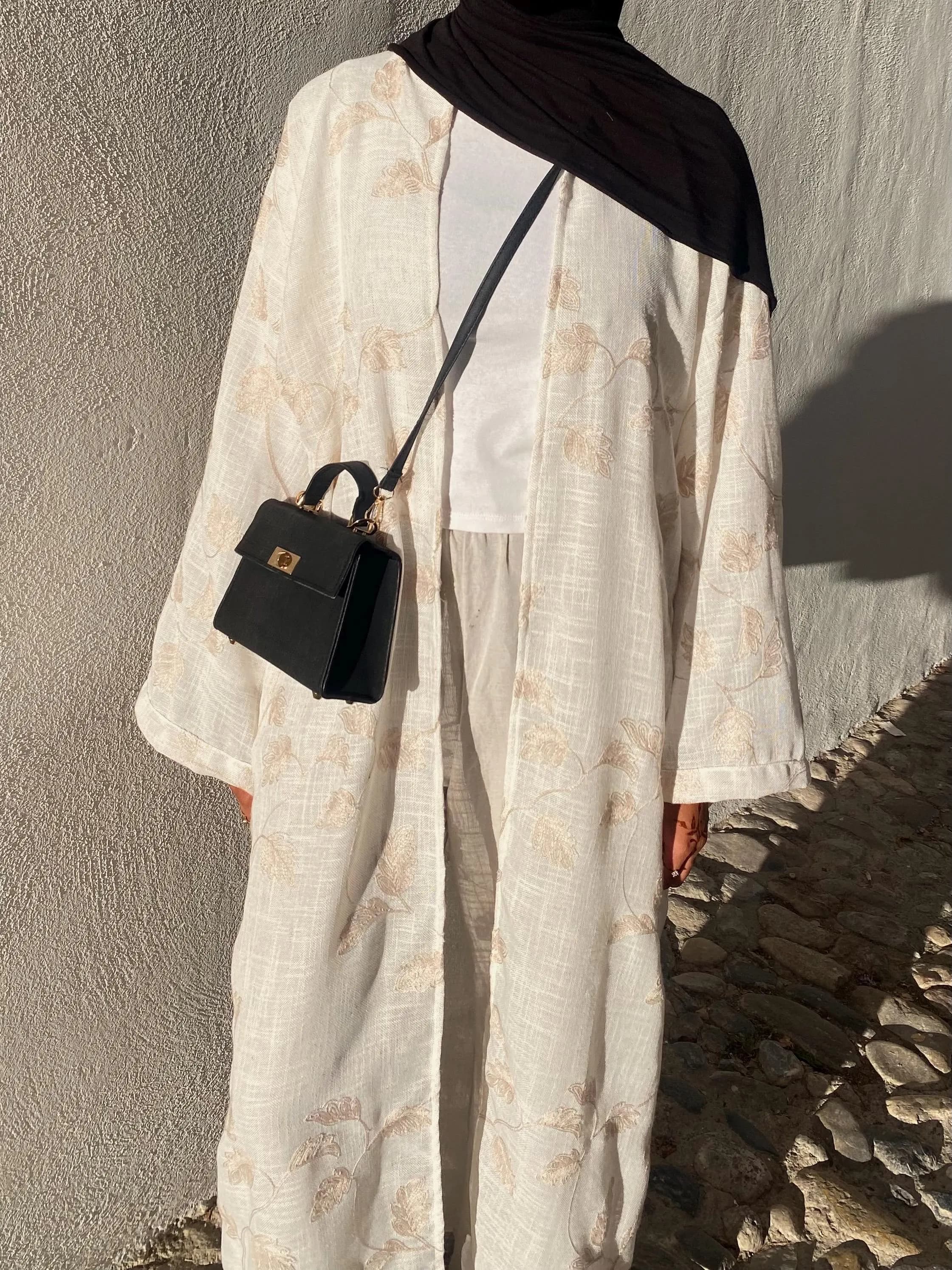 Linen Abaya with embroidery | Zahra Abaya