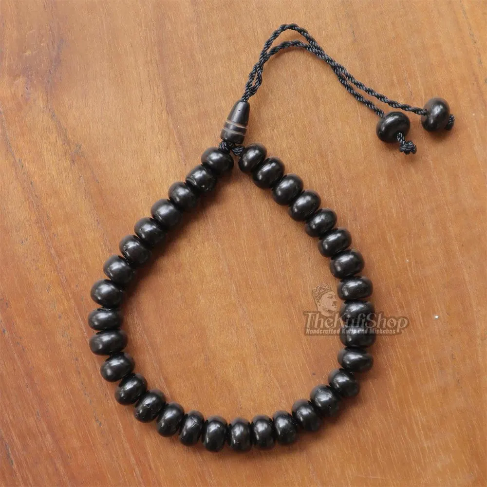 Kuka Bracelet Misbaha - Handcrafted Small Rondelle Shape 5x8mm 33 Black Beads - Adjustable Beaded Bracelet Tasbih for 6.5-8 inches Wrists - image 5