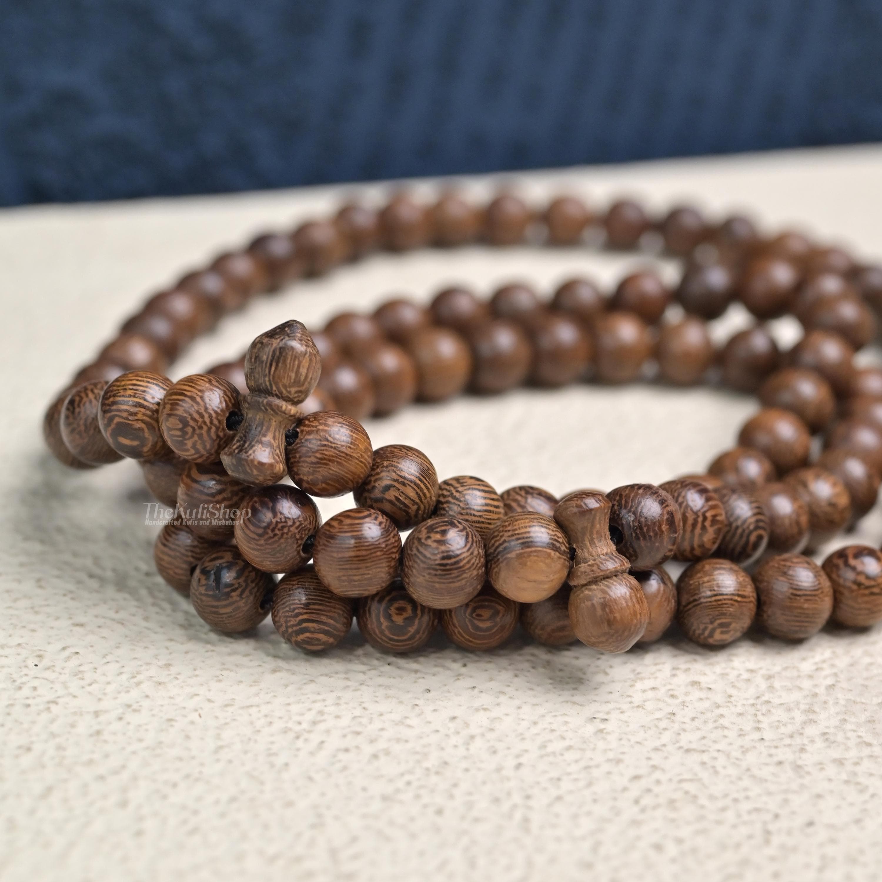 Handmade 10mm Indonesian Johar Wood Tasbih - 99 Beads Islamic Prayer Beads -Natural Wooden Misbaha Gift Box - image 5