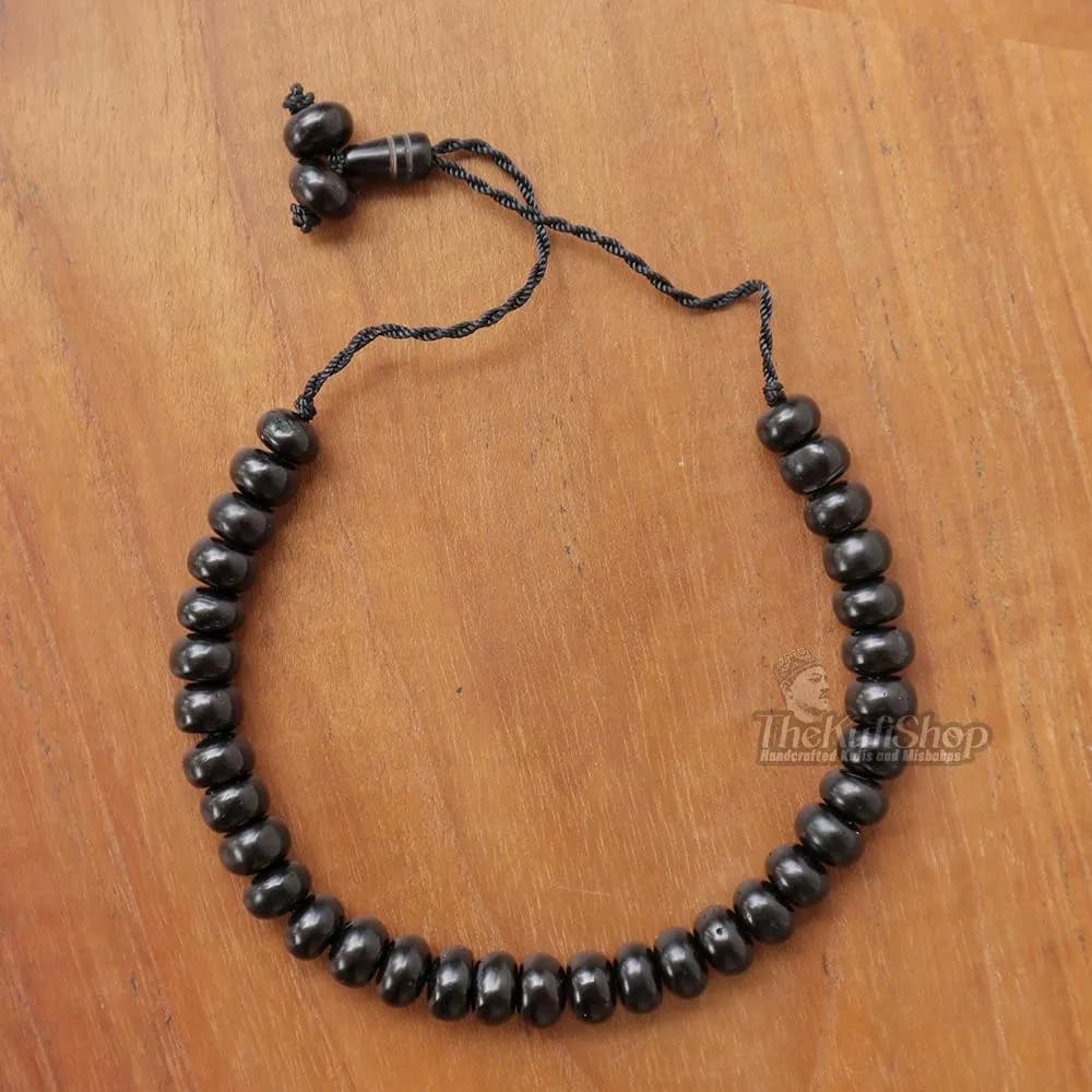Kuka Bracelet Misbaha - Handcrafted Small Rondelle Shape 5x8mm 33 Black Beads - Adjustable Beaded Bracelet Tasbih for 6.5-8 inches Wrists - image 4