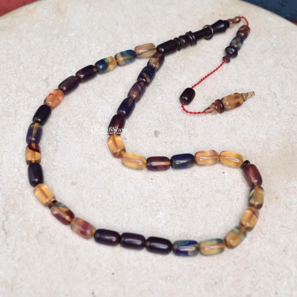 Colorful Acrylic Tasbih 33 Beads - 7x11mm Barrel Prayer Beads Islamic Misbaha Handmade