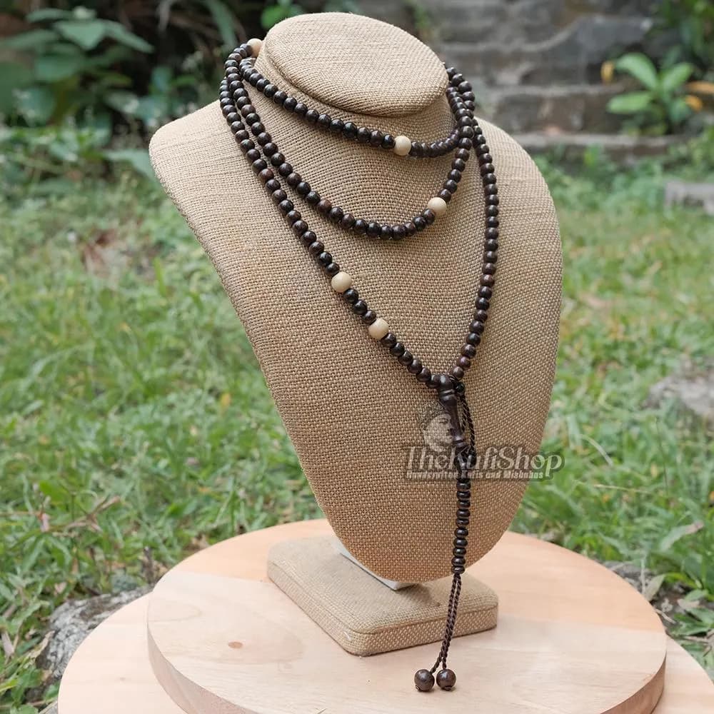 Muslim Prayer Beads - 7 mm Round Naqshbandi Tariqah Tamarind Wood Sufi Misbaha | 196-count Dhikr Beads with Yellow Citrus Dividers Gift Box - image 3
