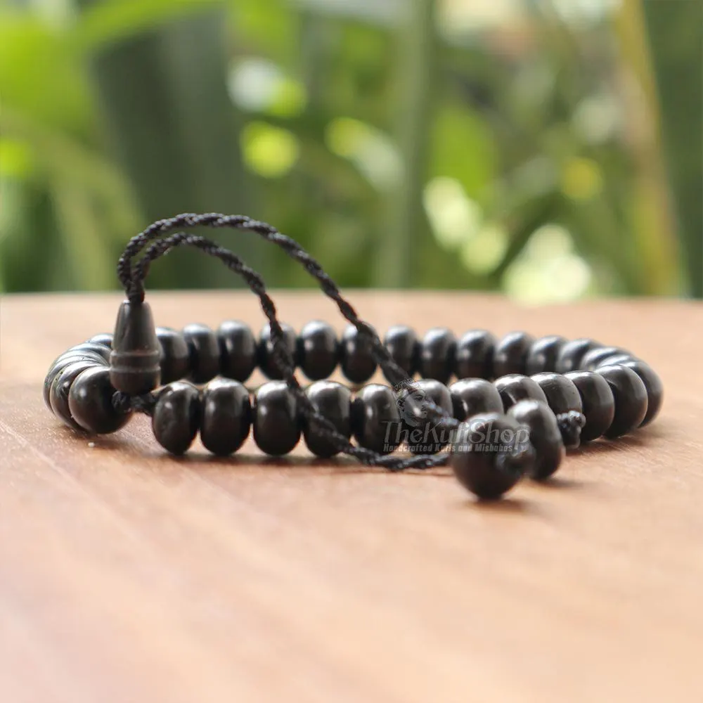 Kuka Bracelet Misbaha - Handcrafted Small Rondelle Shape 5x8mm 33 Black Beads - Adjustable Beaded Bracelet Tasbih for 6.5-8 inches Wrists - image 3