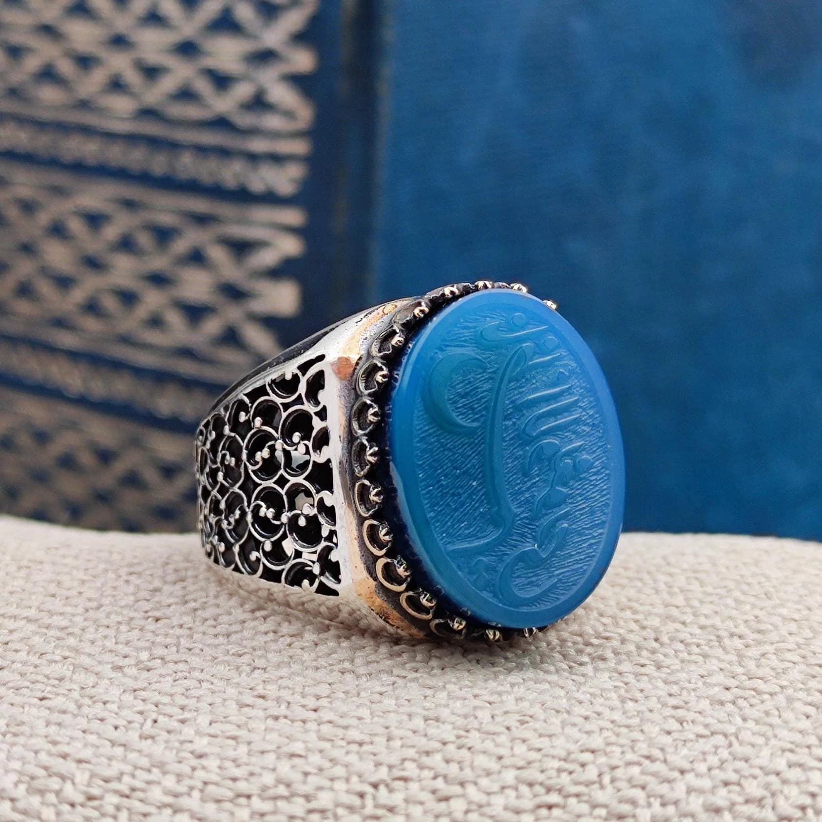 Personalized Name Seal "Nazim El Uyguri" written on it. Handmade Silver Ring, 925 Silver, Gift for him, Personalized Gift