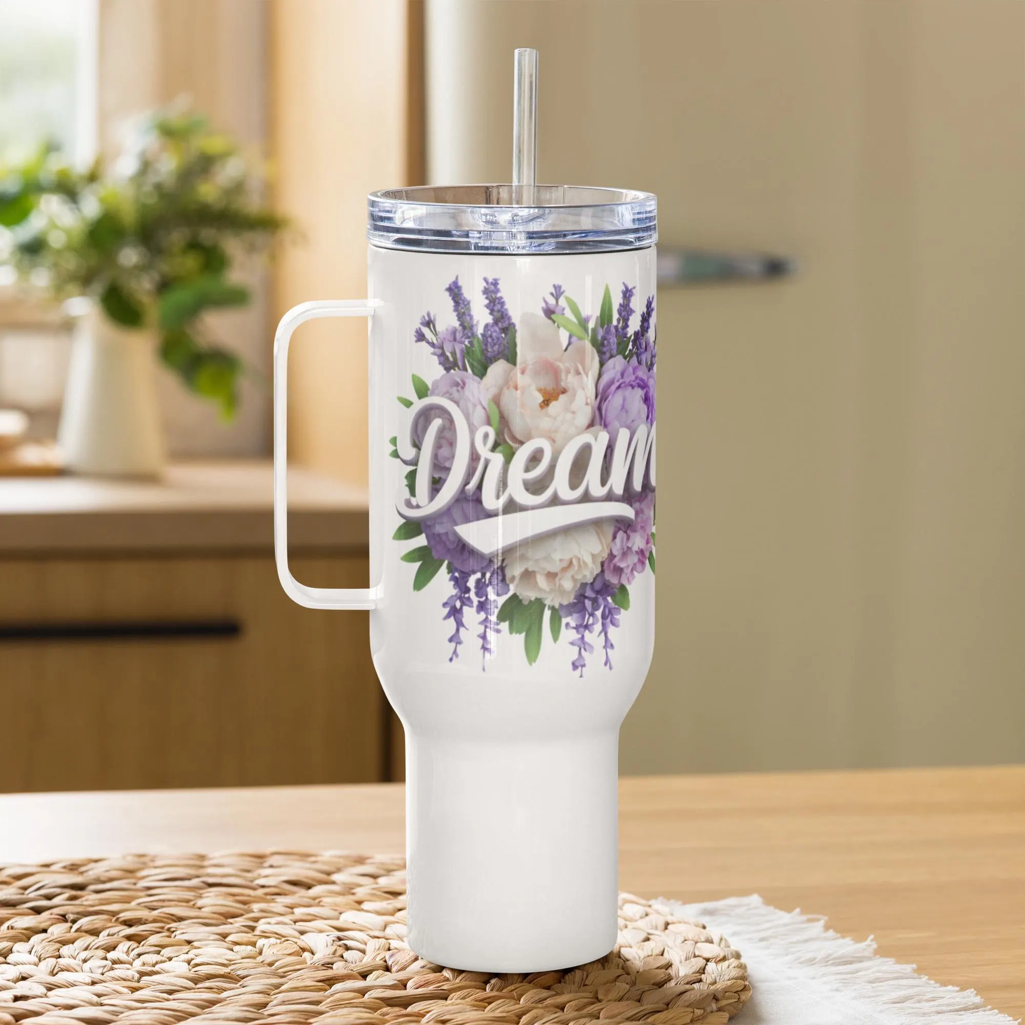 Dream Floral Travel Mug - Lavender, Peonies & Wisteria Design